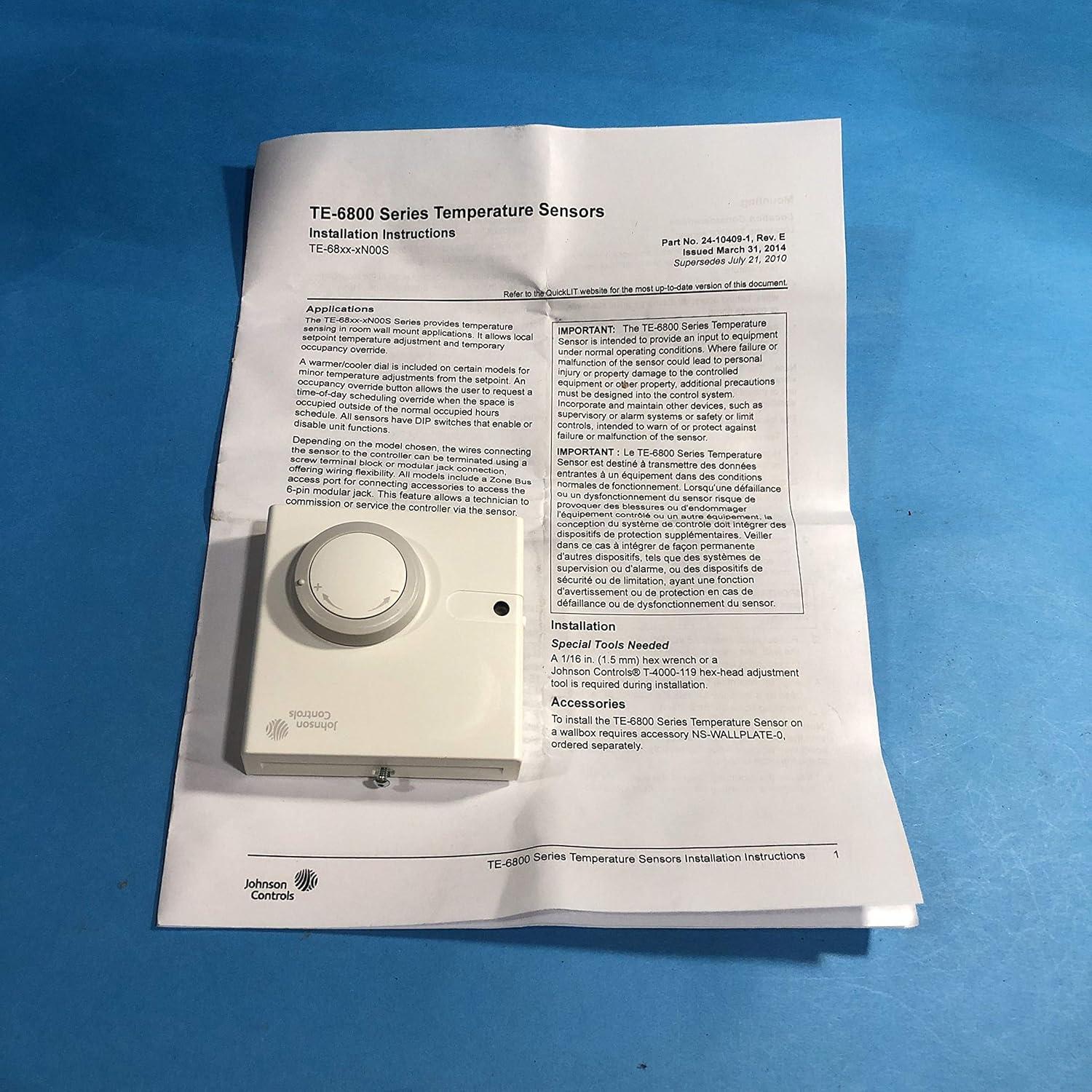 Sensor de Temperatura Johnson Controls TE-68NP-1N00S, Conexión Jack Modular