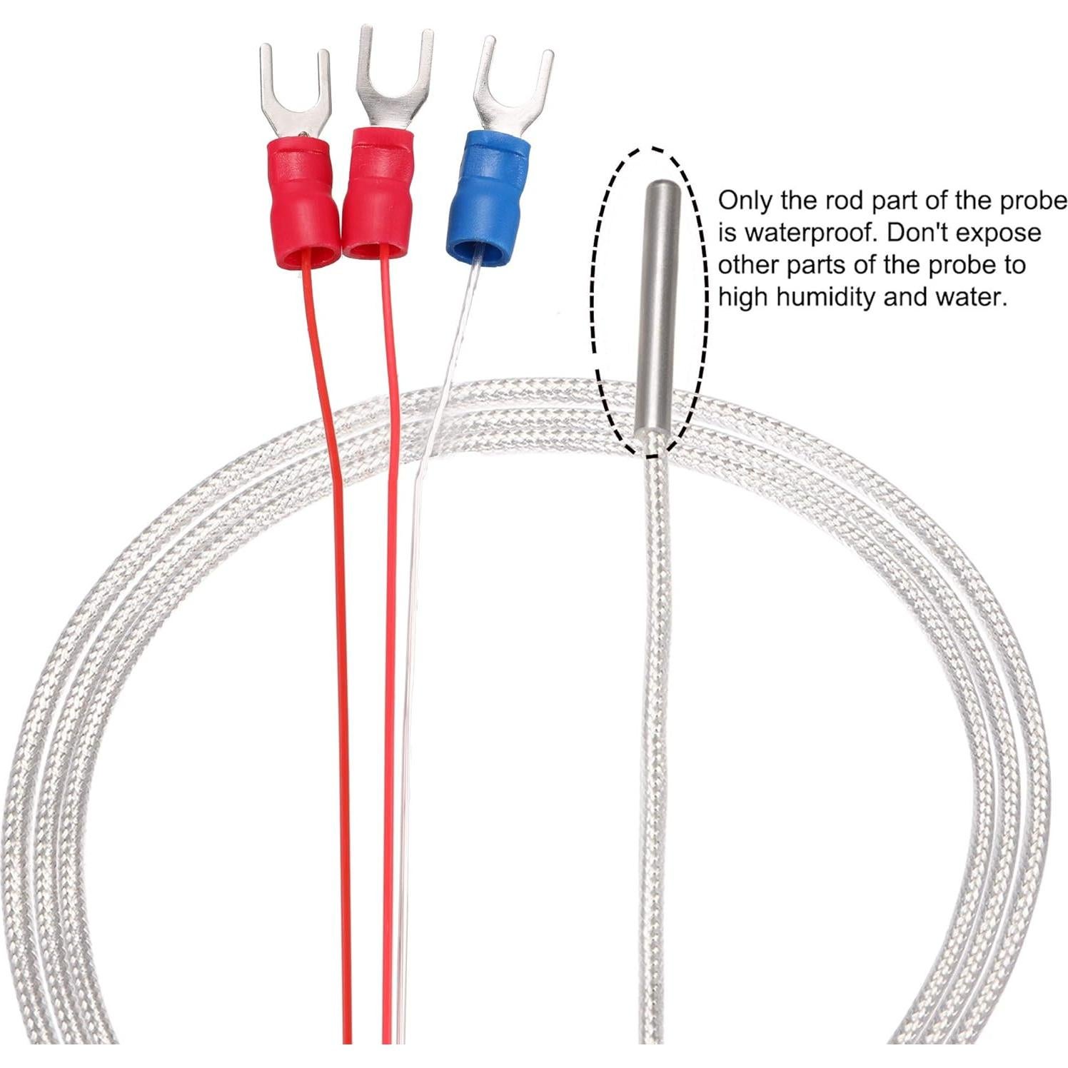 Sensor de temperatura PT100 RTD uxcell 100cm acero inoxidable