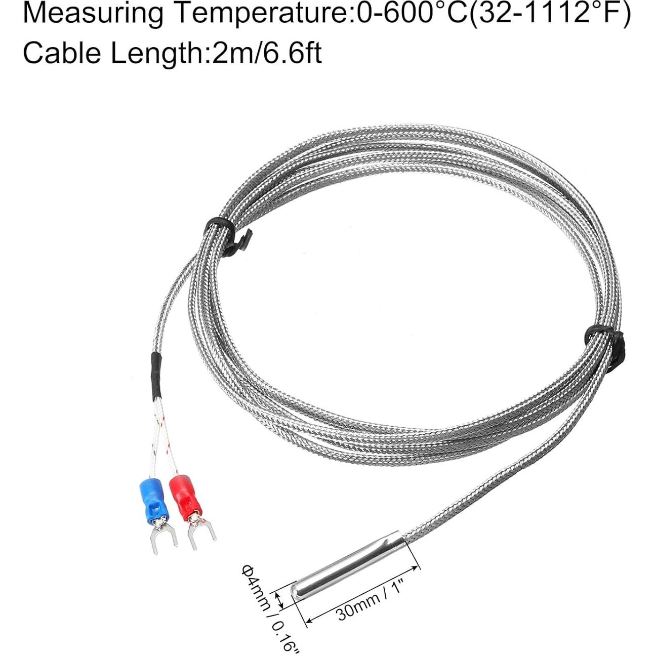 Sensor de Temperatura Termopar Tipo E MECCANIXITY 4x30mm 2m Cable 0-600°C