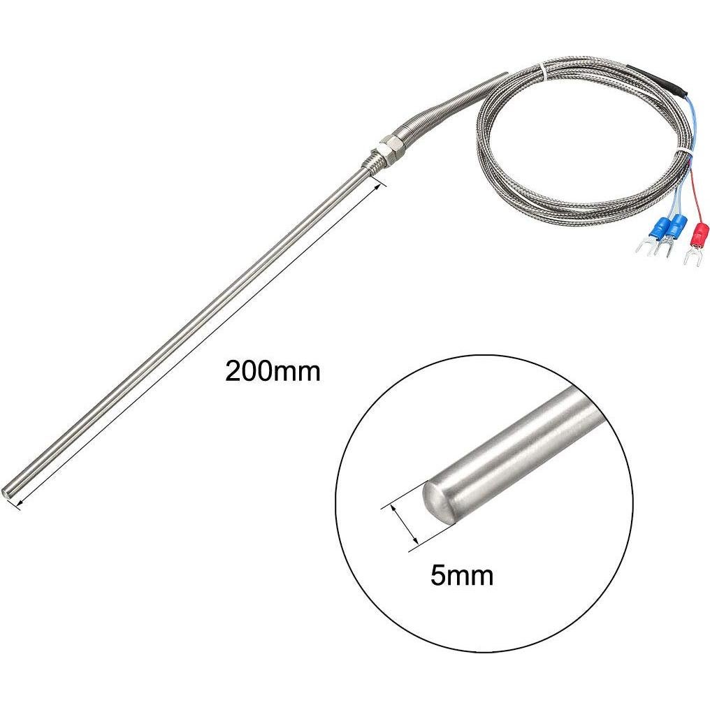 Sensor de Temperatura PT100 uxcell 5mm x 200mm 2M