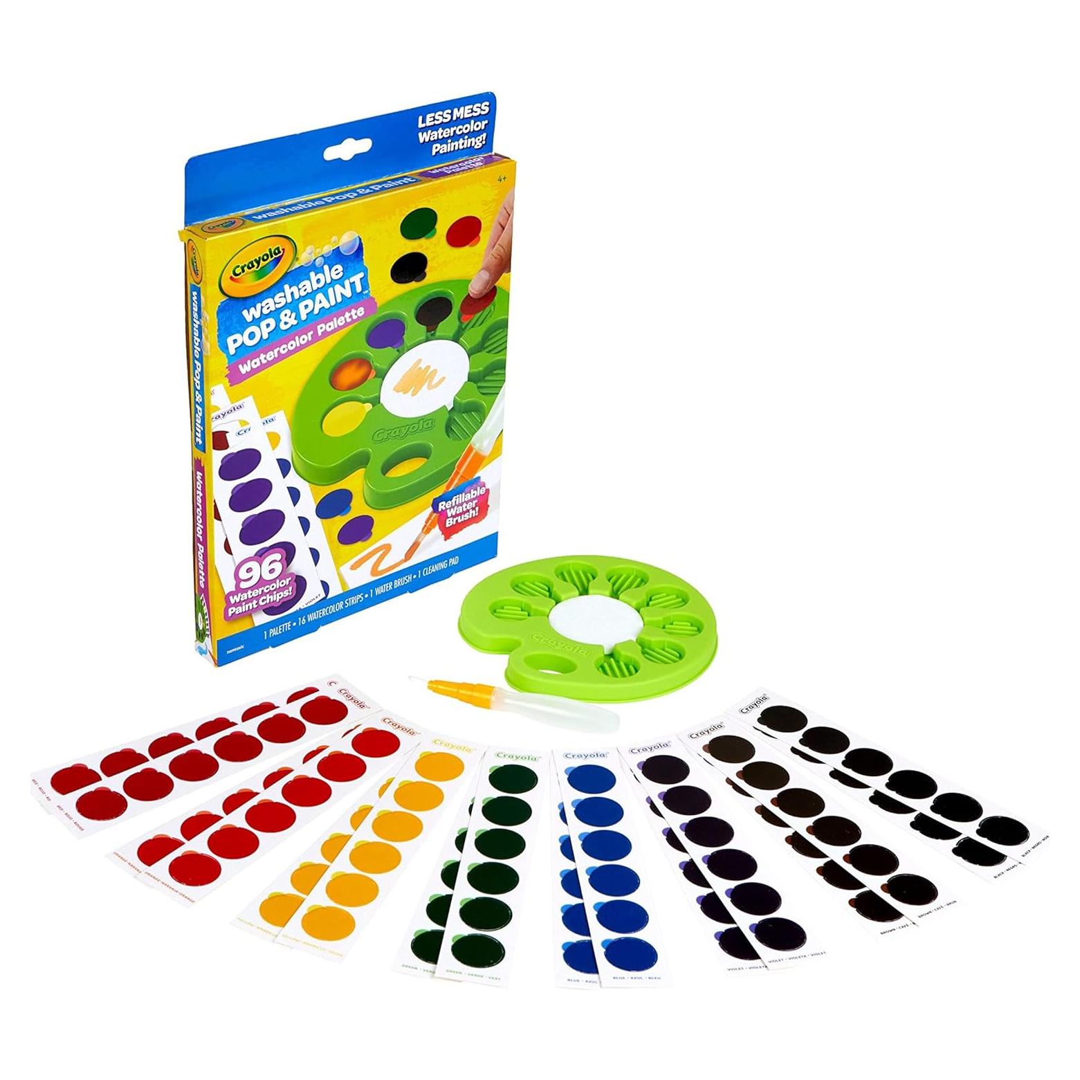 Paleta de Acuarelas Crayola Pop & Paint, Set Lavable 96 Chips