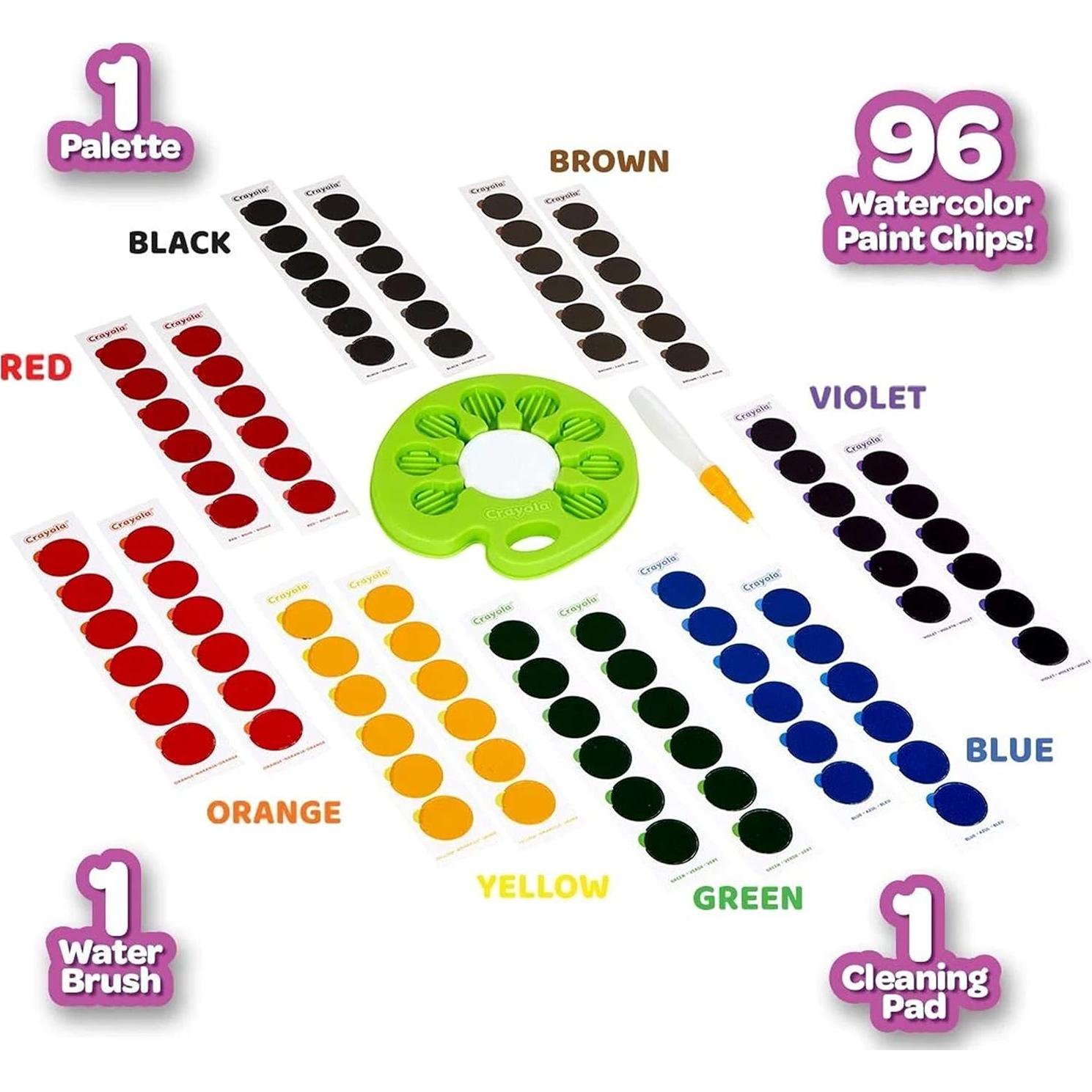Paleta de Acuarelas Crayola Pop & Paint, Set Lavable 96 Chips