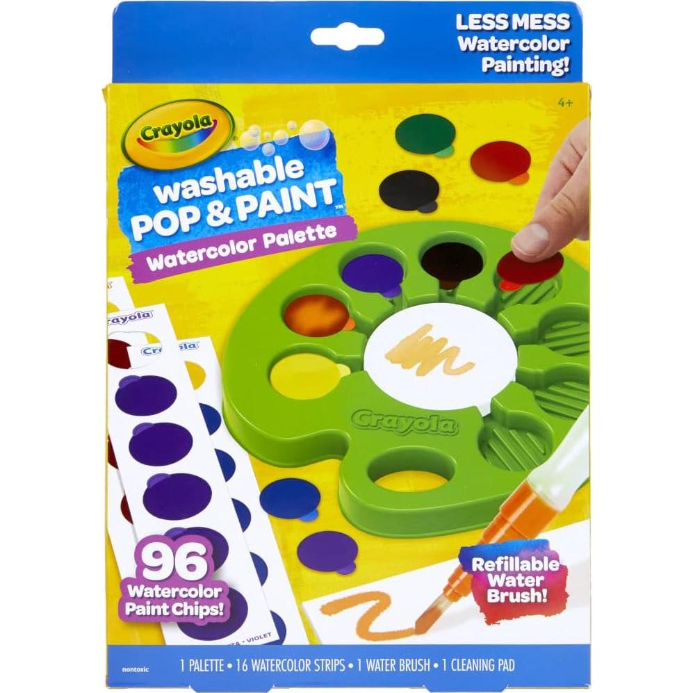 Paleta de Acuarelas Crayola Pop & Paint, Set Lavable 96 Chips