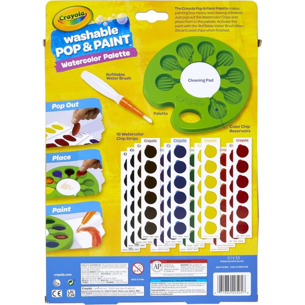 Paleta de Acuarelas Crayola Pop & Paint, Set Lavable 96 Chips