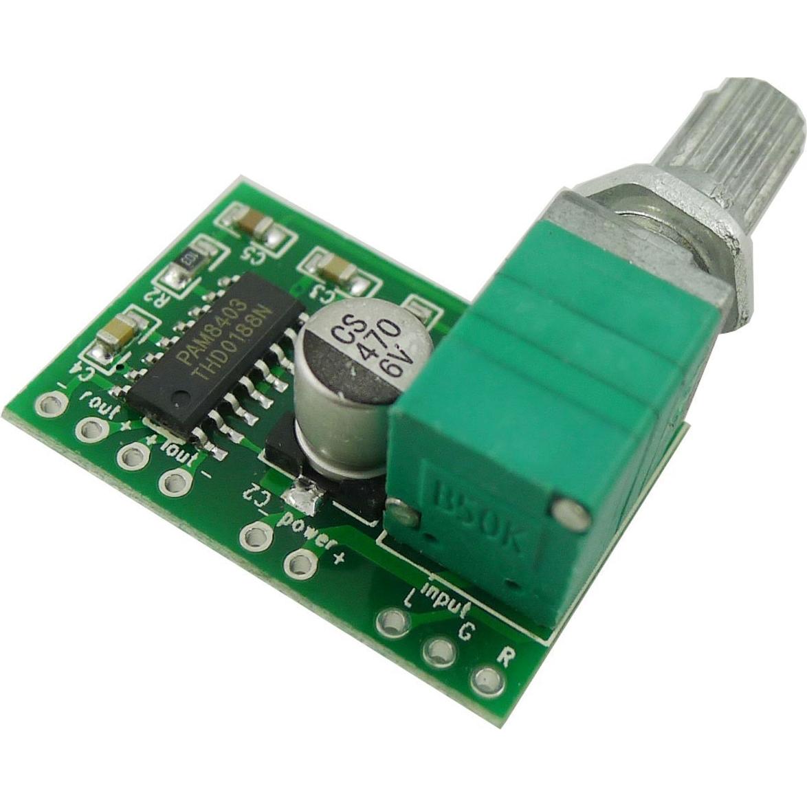 Amplificador de Audio Digital PAM8403 5V 3W x 2 con Potenciómetro