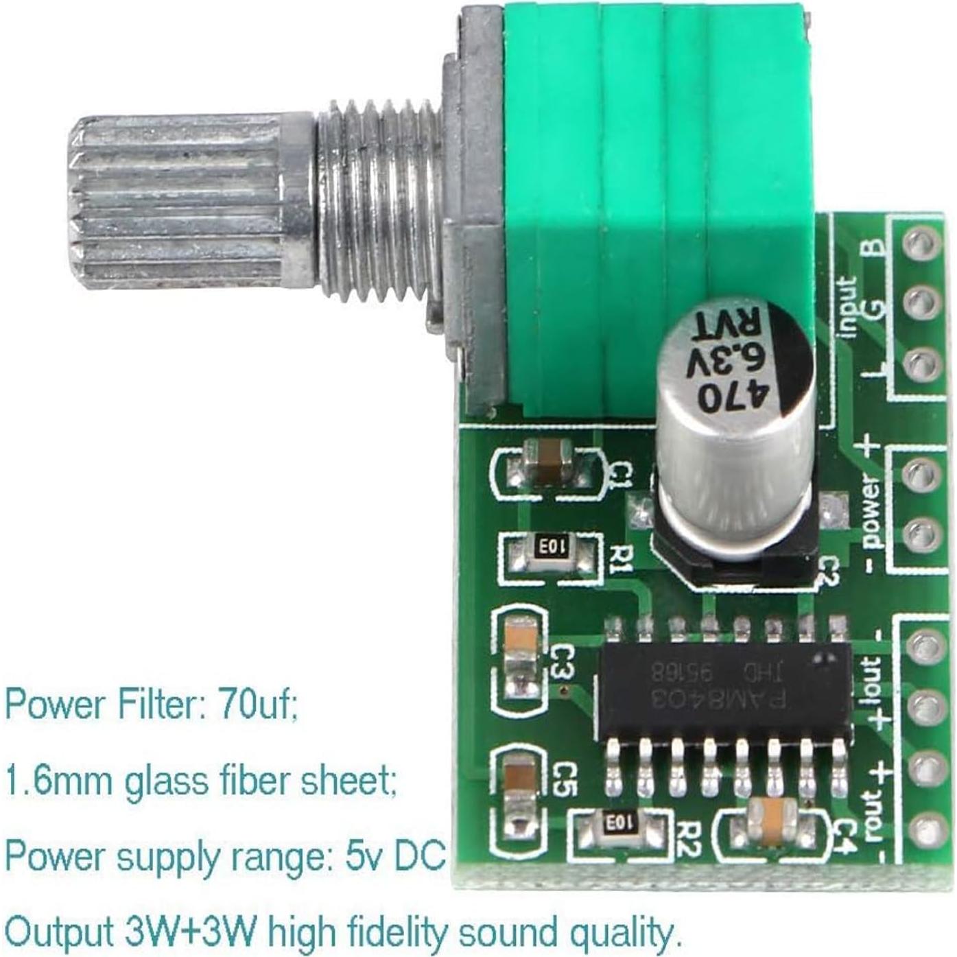 Amplificador Digital PAM8403 5V 3W+3W con Potenciómetro