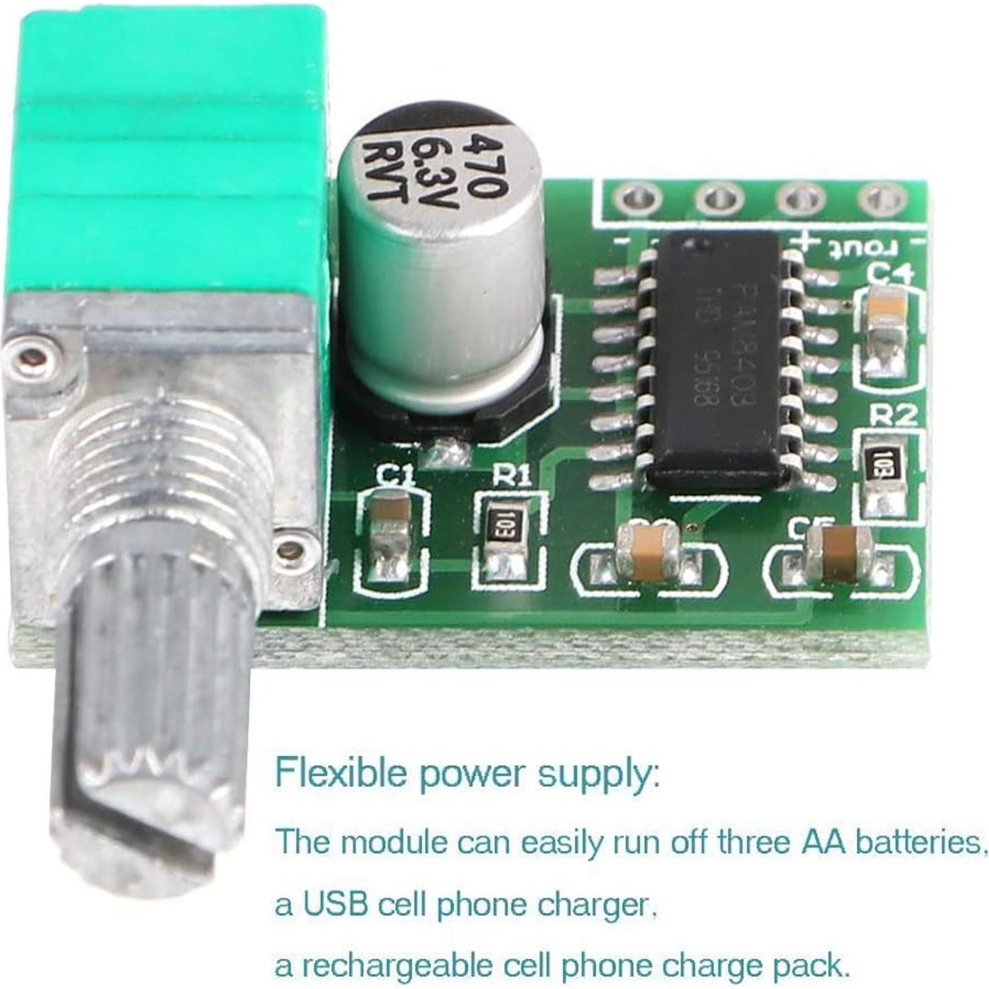 Amplificador Digital PAM8403 5V 3W+3W con Potenciómetro