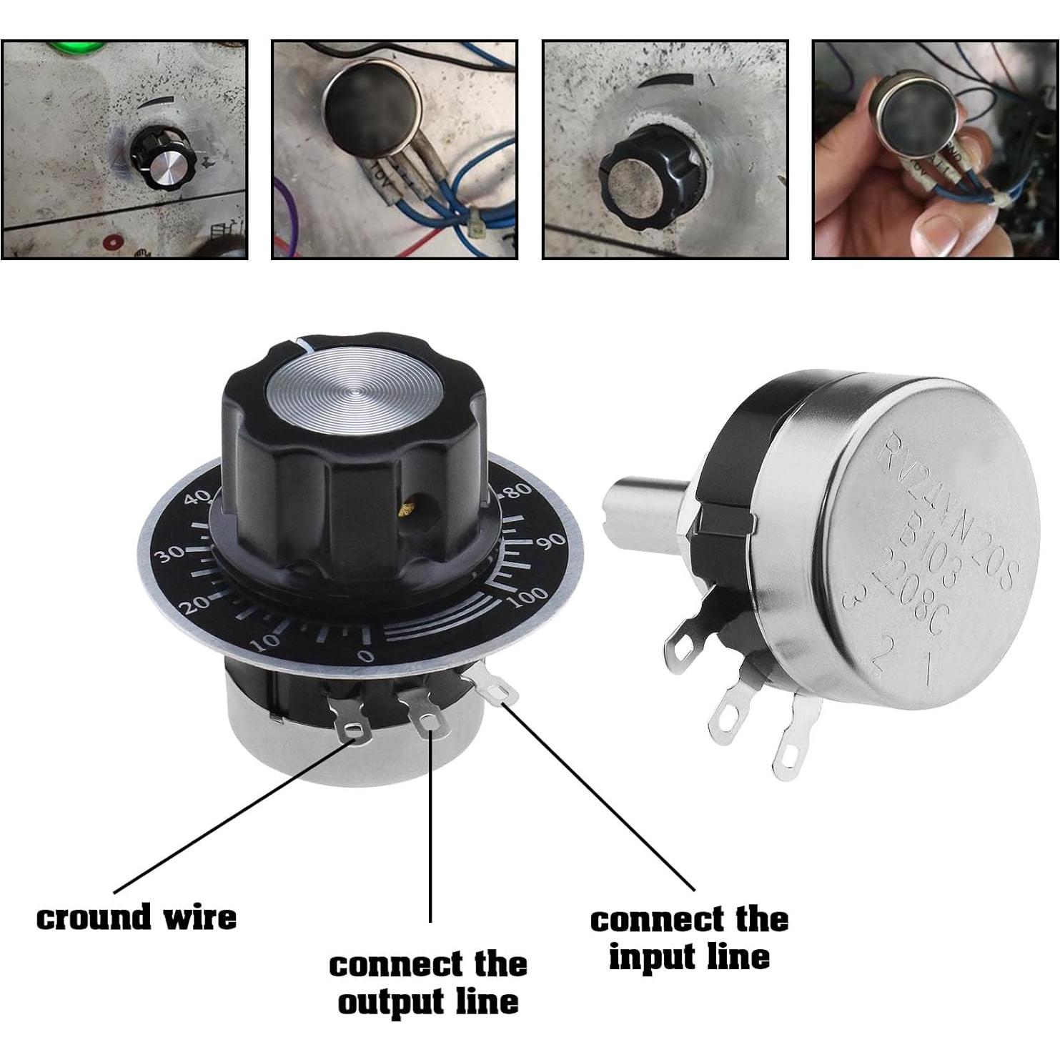 Potenciómetro de Carbono ECSiNG RV24YN20S 10K Ohm 4 Piezas
