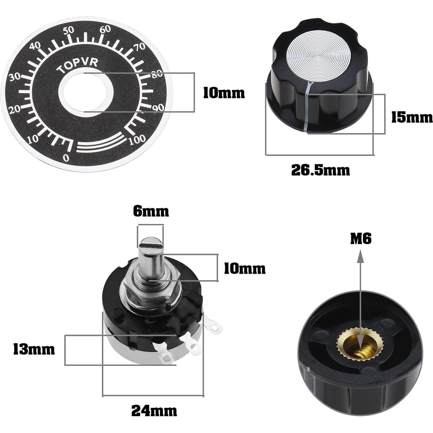 Potenciómetro de Carbono ECSiNG RV24YN20S 10K Ohm 4 Piezas