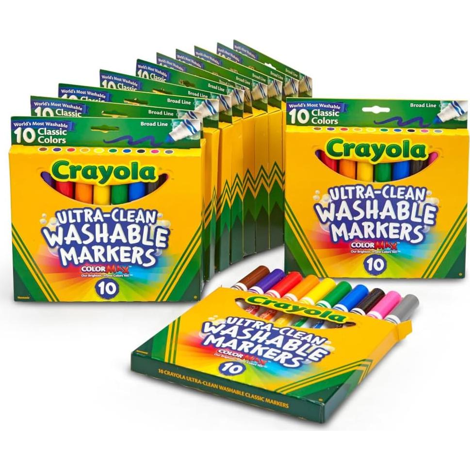 Marcadores Lavables Crayola Ultra Clean 12 Cajas 10 Colores