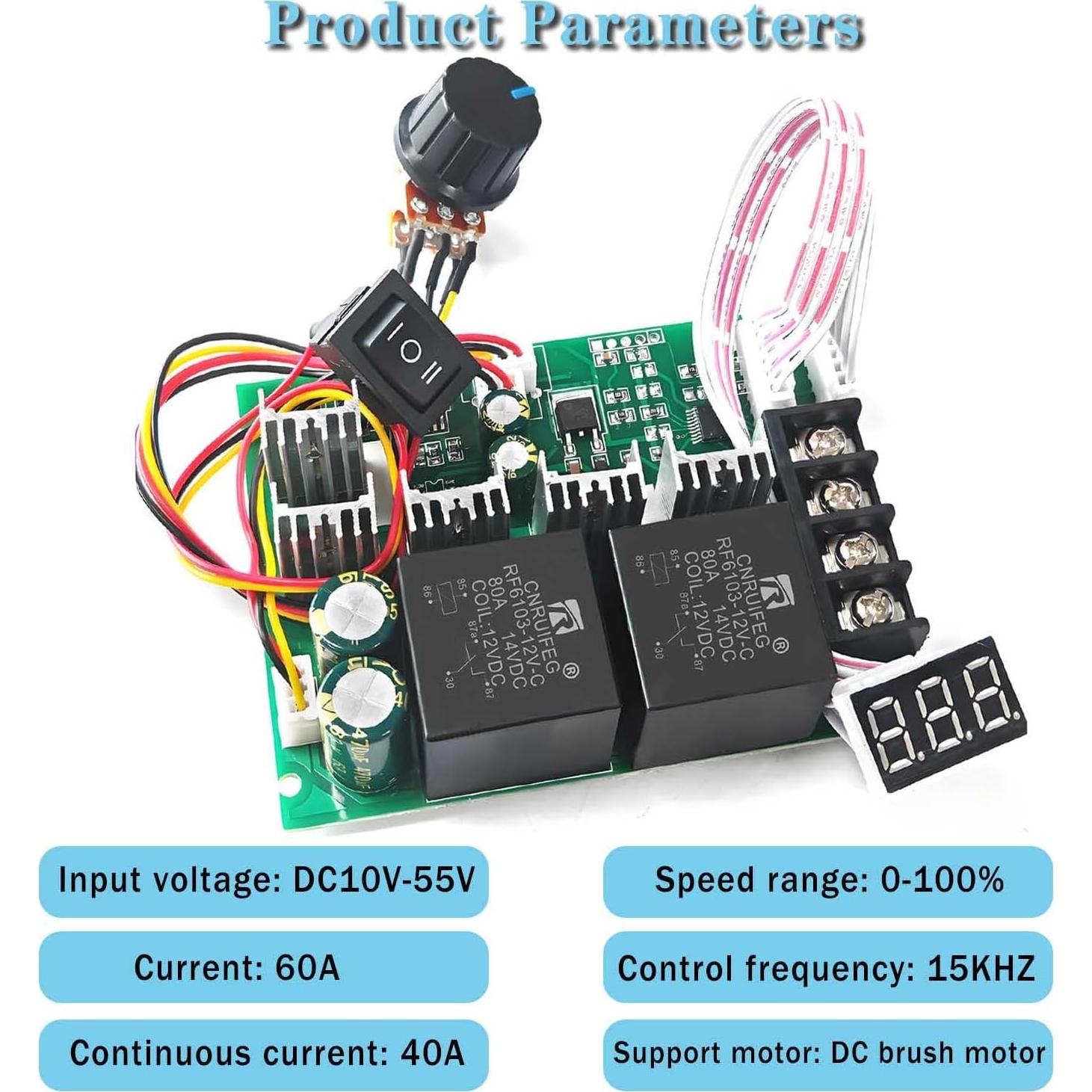 Controlador de Velocidad Motor DC PWM 40A NEWNEWLIU 10-55V
