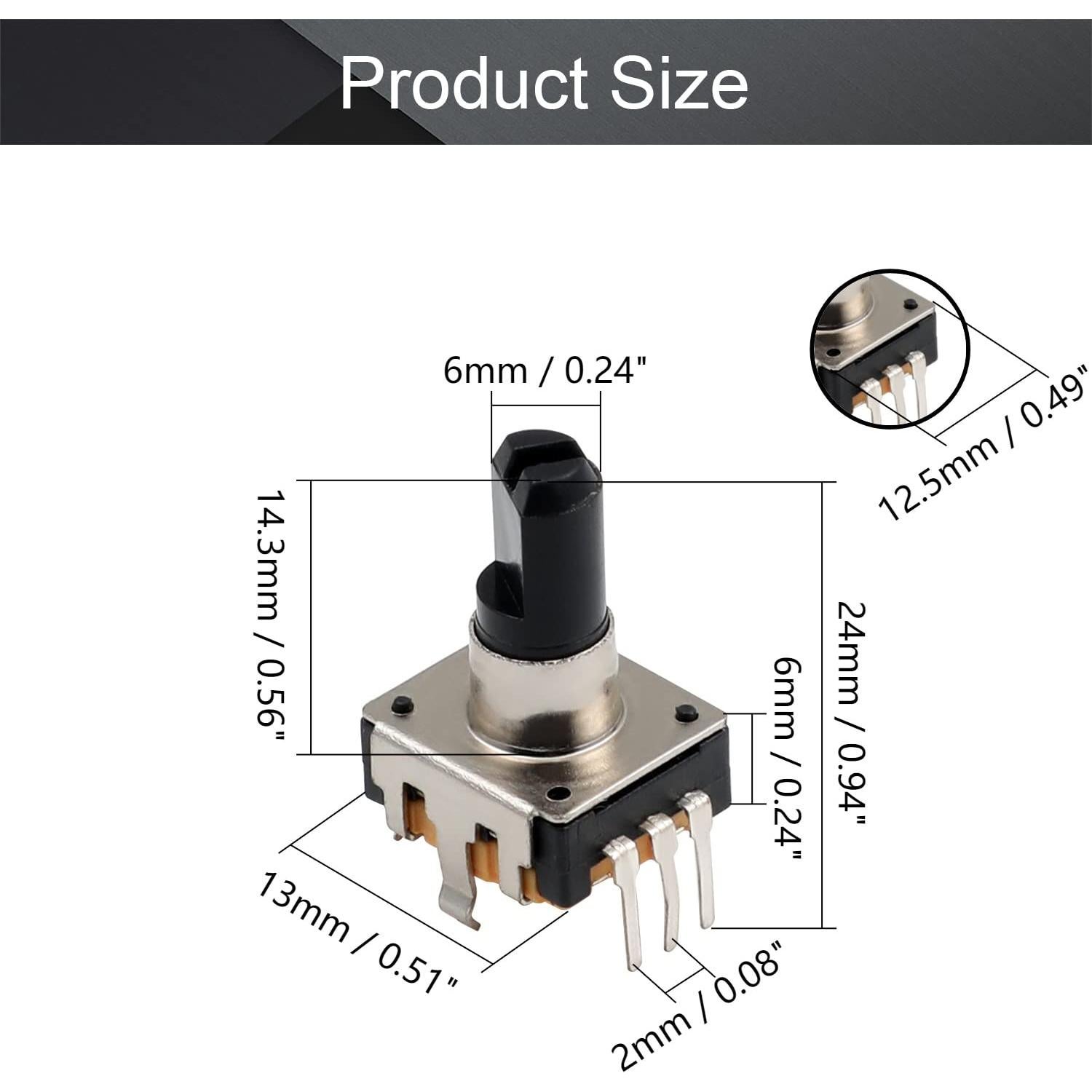 Codificador Rotativo Fielect EC12 360 Grados 7 Pines 14.3mm 5Pcs