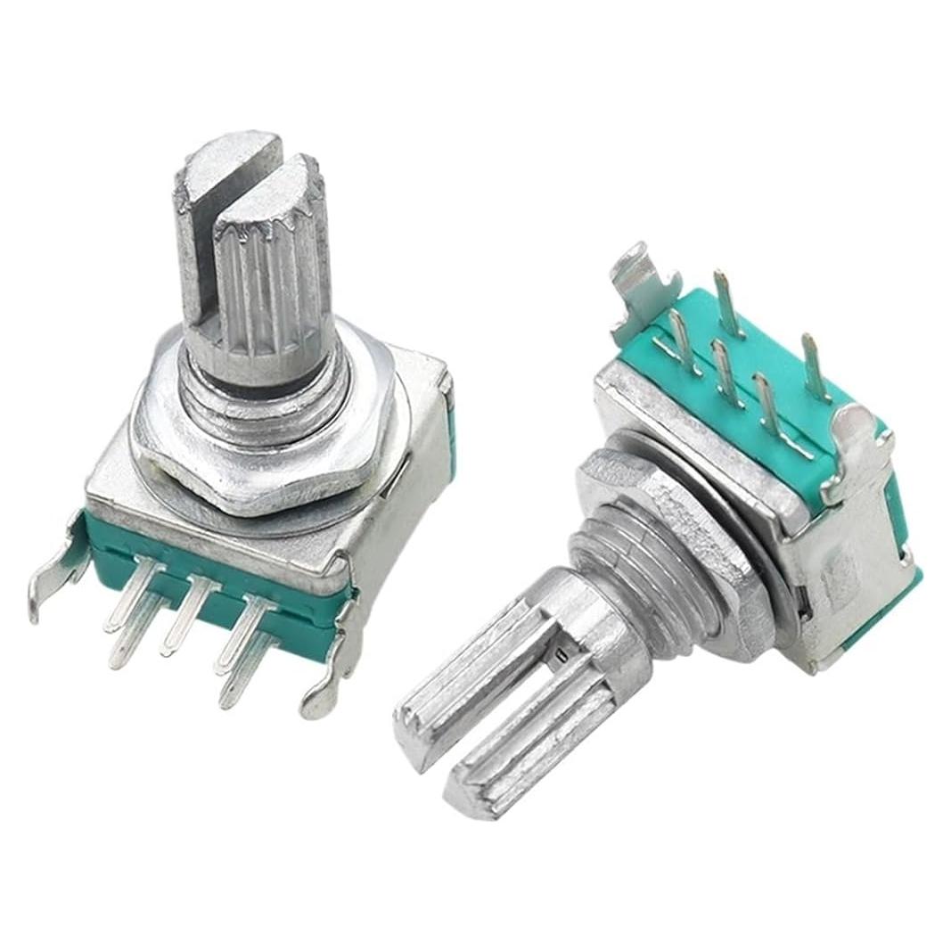 Right Angle EC11 360 Degree Rotary Encoder with Switch Audio Digital Potentiometer 15MM 20MM 5PIN Button Encoding Knob(Full axis 15mm,3PCS)