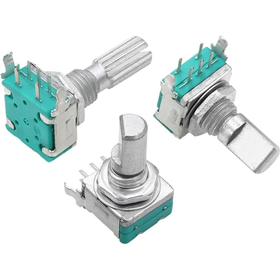 Right Angle EC11 360 Degree Rotary Encoder with Switch Audio Digital Potentiometer 15MM 20MM 5PIN Button Encoding Knob(Full axis 15mm,3PCS)