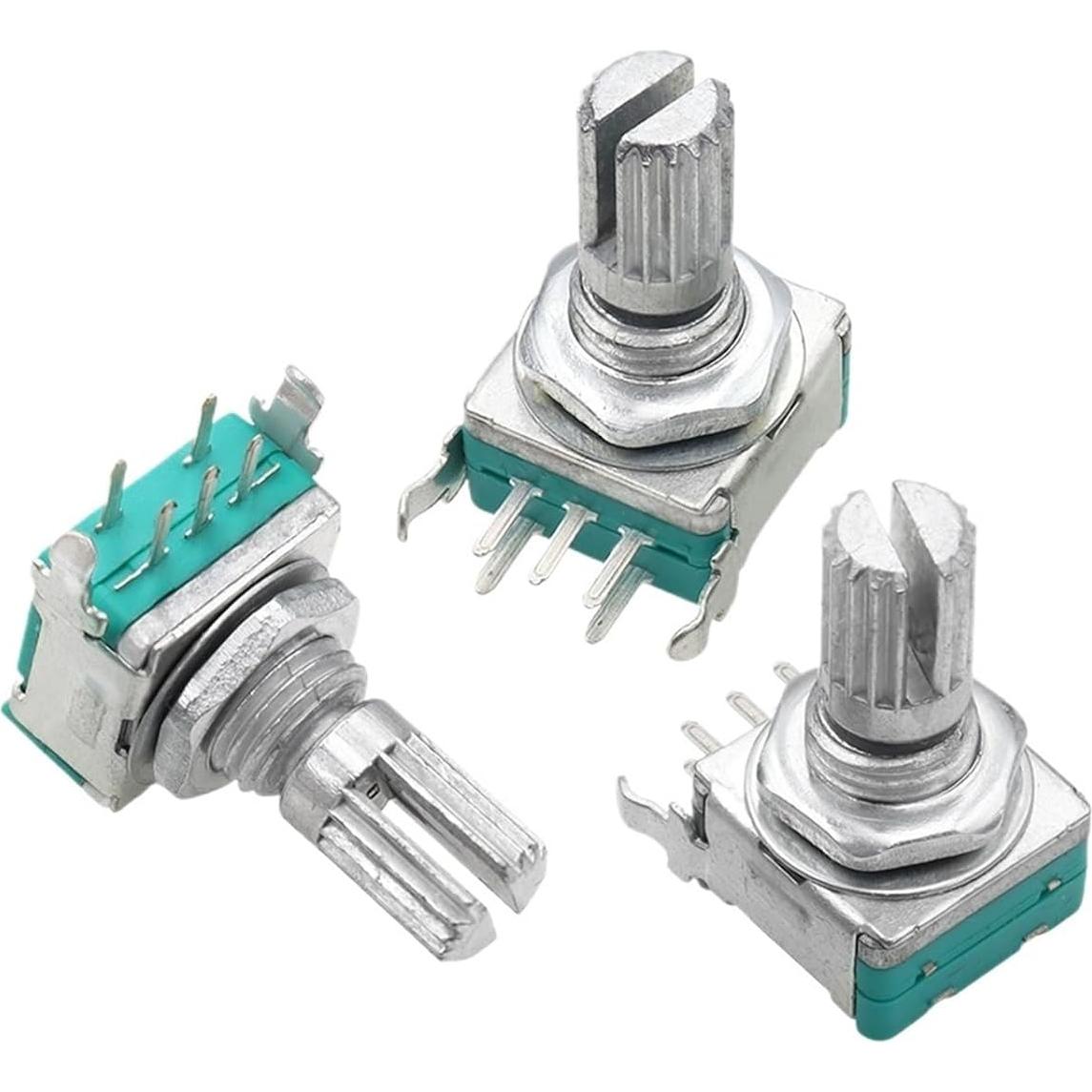 Right Angle EC11 360 Degree Rotary Encoder with Switch Audio Digital Potentiometer 15MM 20MM 5PIN Button Encoding Knob(Full axis 15mm,3PCS)