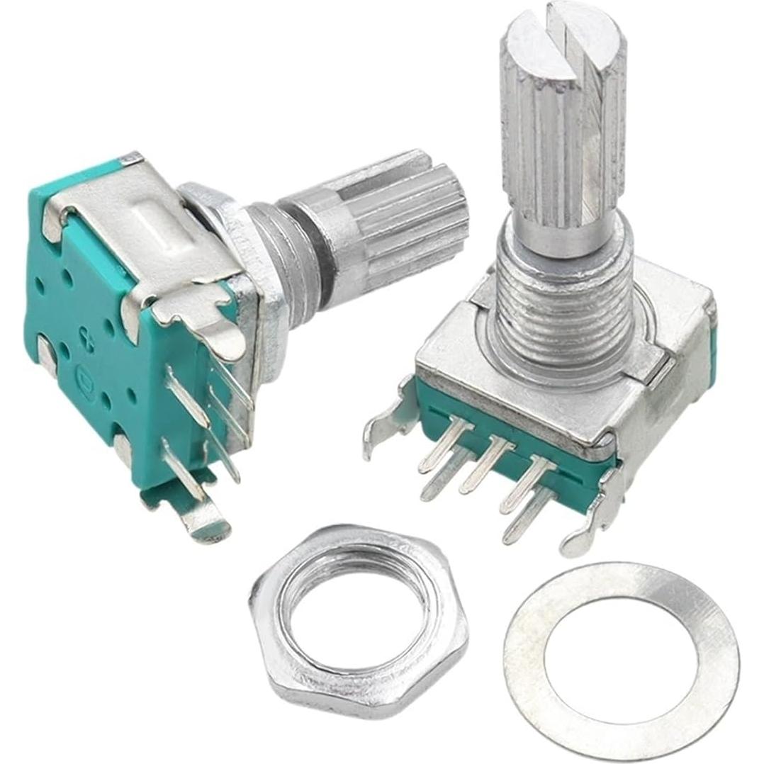 Right Angle EC11 360 Degree Rotary Encoder with Switch Audio Digital Potentiometer 15MM 20MM 5PIN Button Encoding Knob(Full axis 15mm,3PCS)
