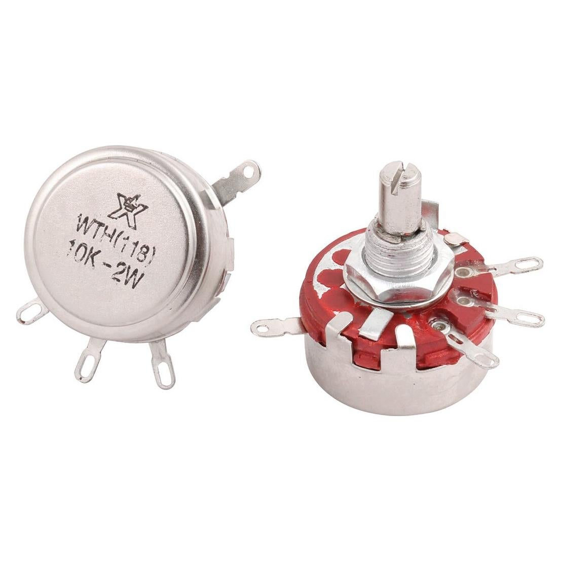 Potenciómetro de Carbono uxcell WTH118 10K 2W 4 Terminales