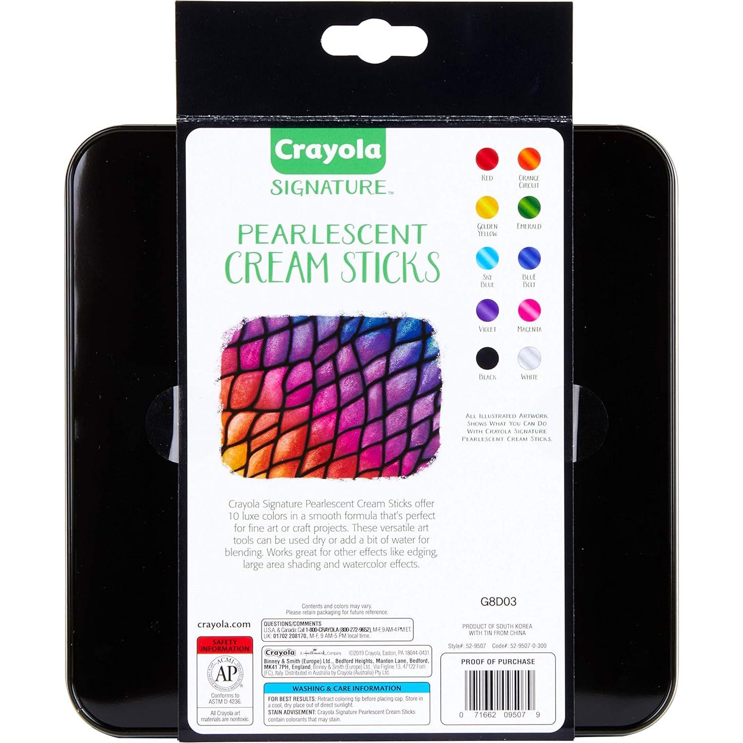 Palitos de Crema Perlescentes Crayola Set de 10 Colores