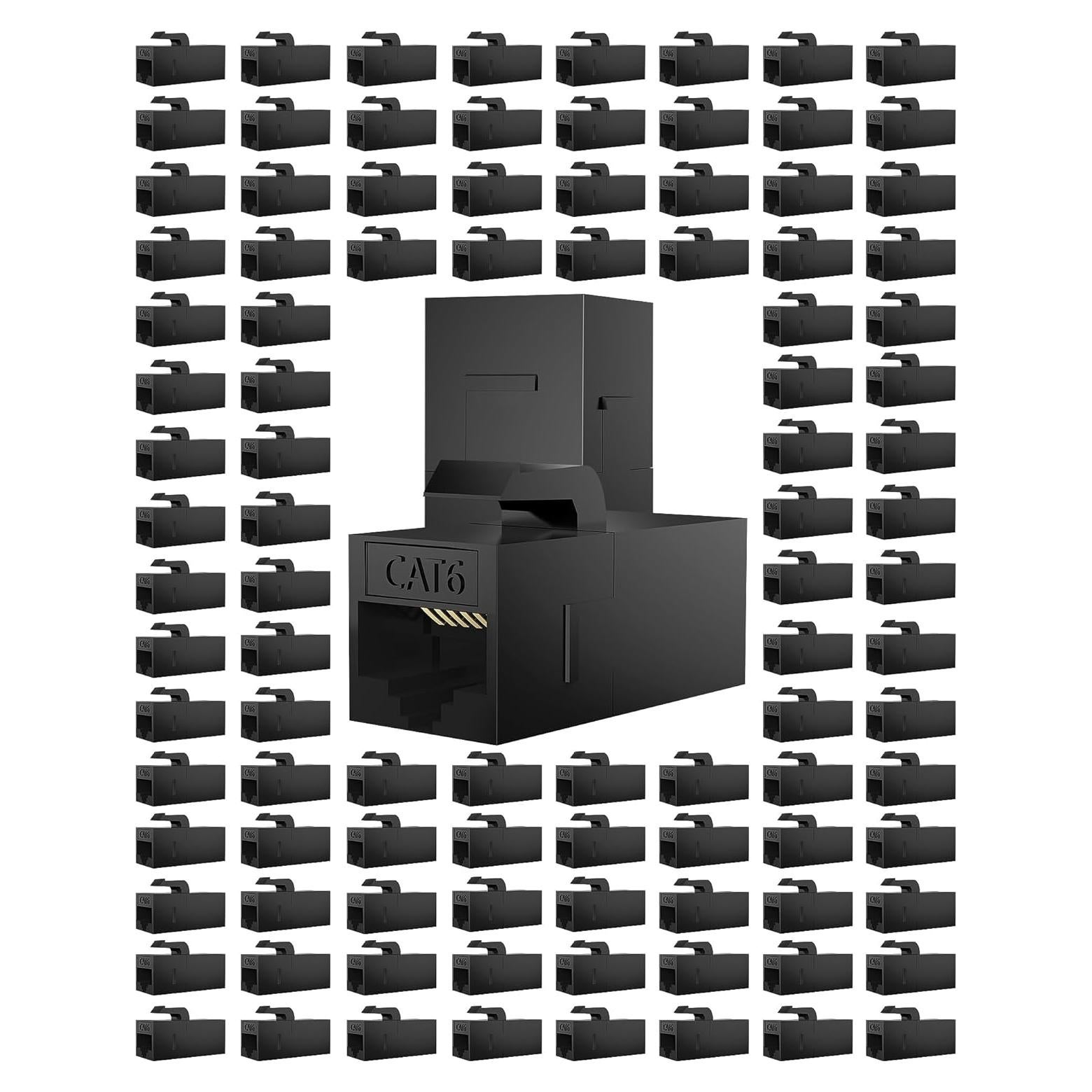 Paquete de 100 Acopladores RJ45 Cat6 VANDESAIL Keystone Negro