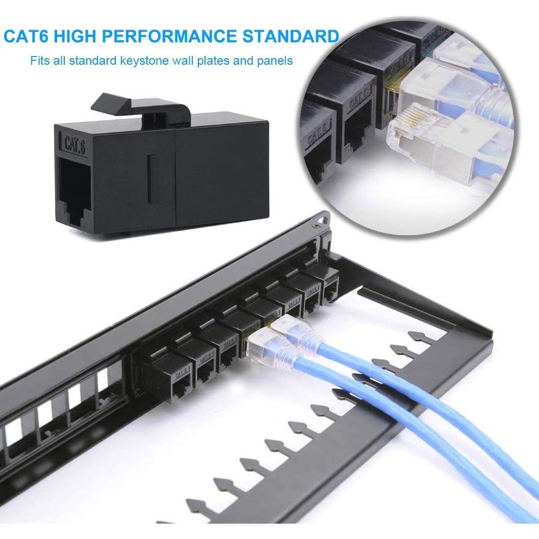 Paquete de 100 Acopladores RJ45 Cat6 VANDESAIL Keystone Negro