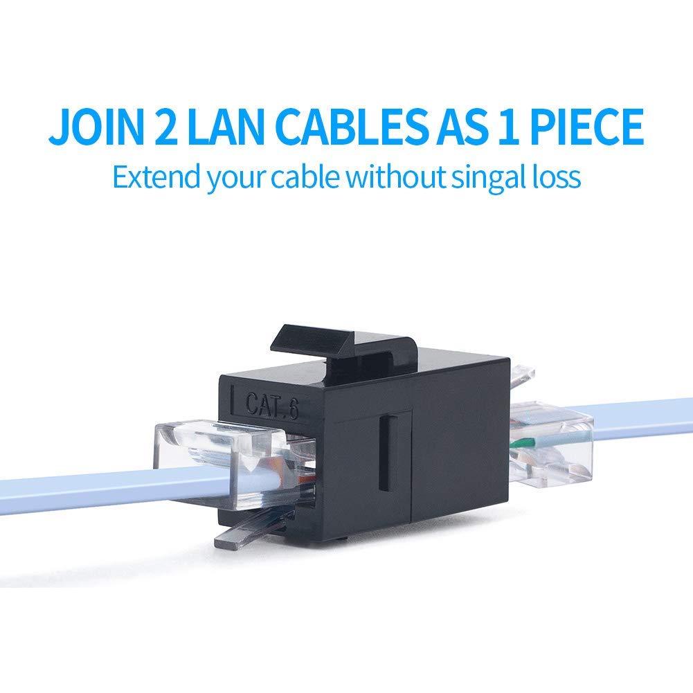 Paquete de 100 Acopladores RJ45 Cat6 VANDESAIL Keystone Negro