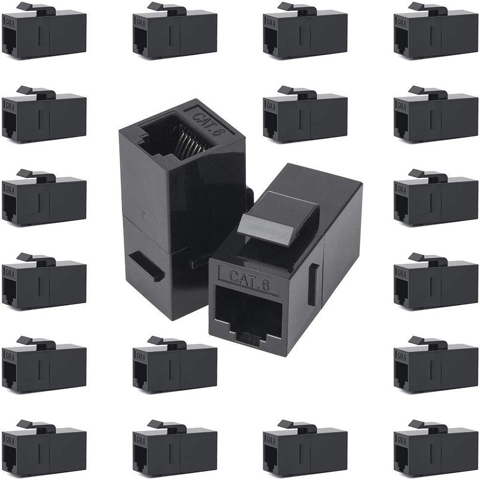 Paquete de 100 Acopladores RJ45 Cat6 VANDESAIL Keystone Negro