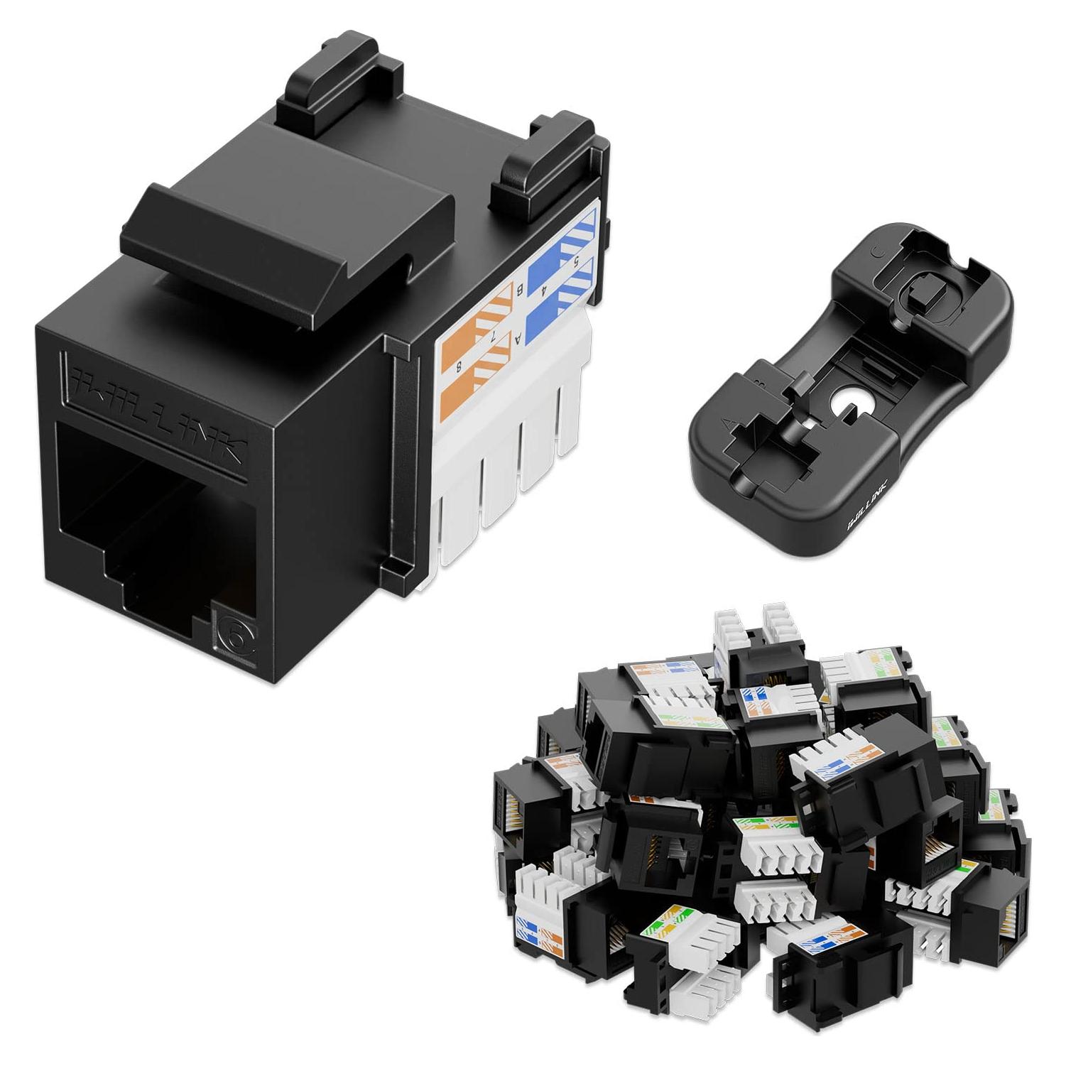 Jack Keystone RJ45 Iwillink Cat6 10Gbps 25-Pack Negro