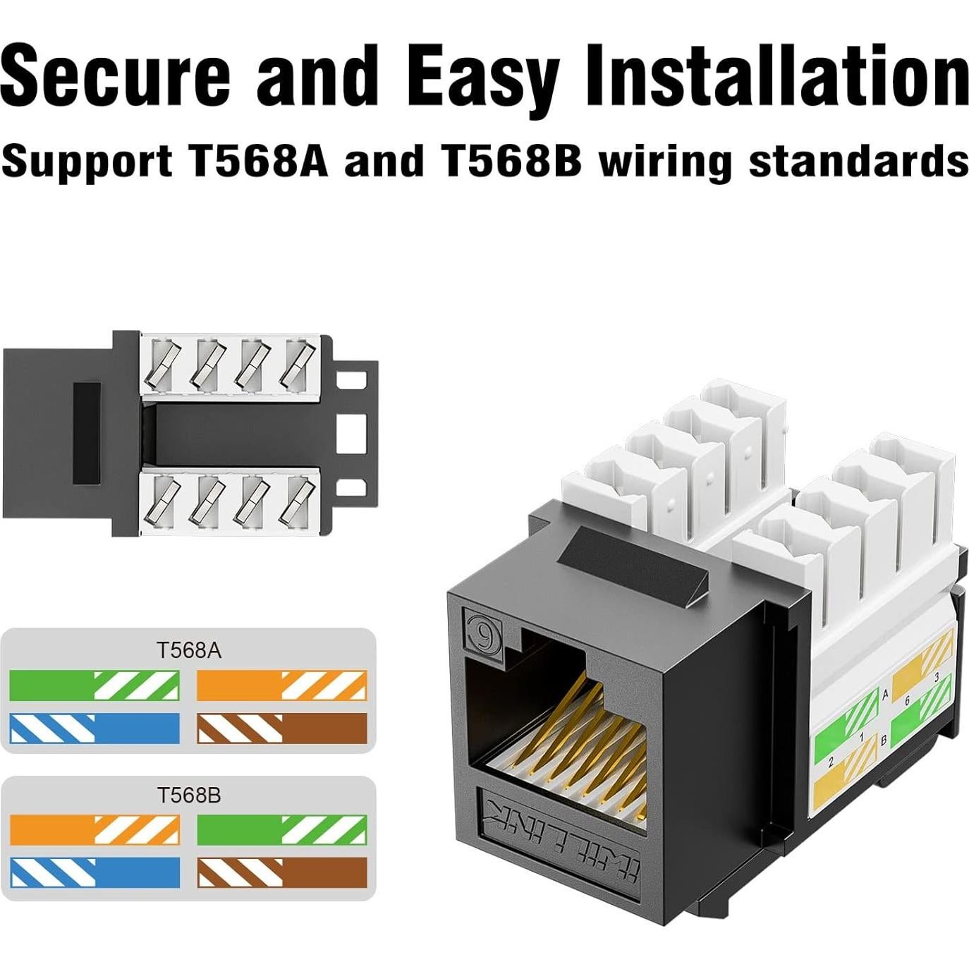 Jack Keystone RJ45 Iwillink Cat6 10Gbps 25-Pack Negro