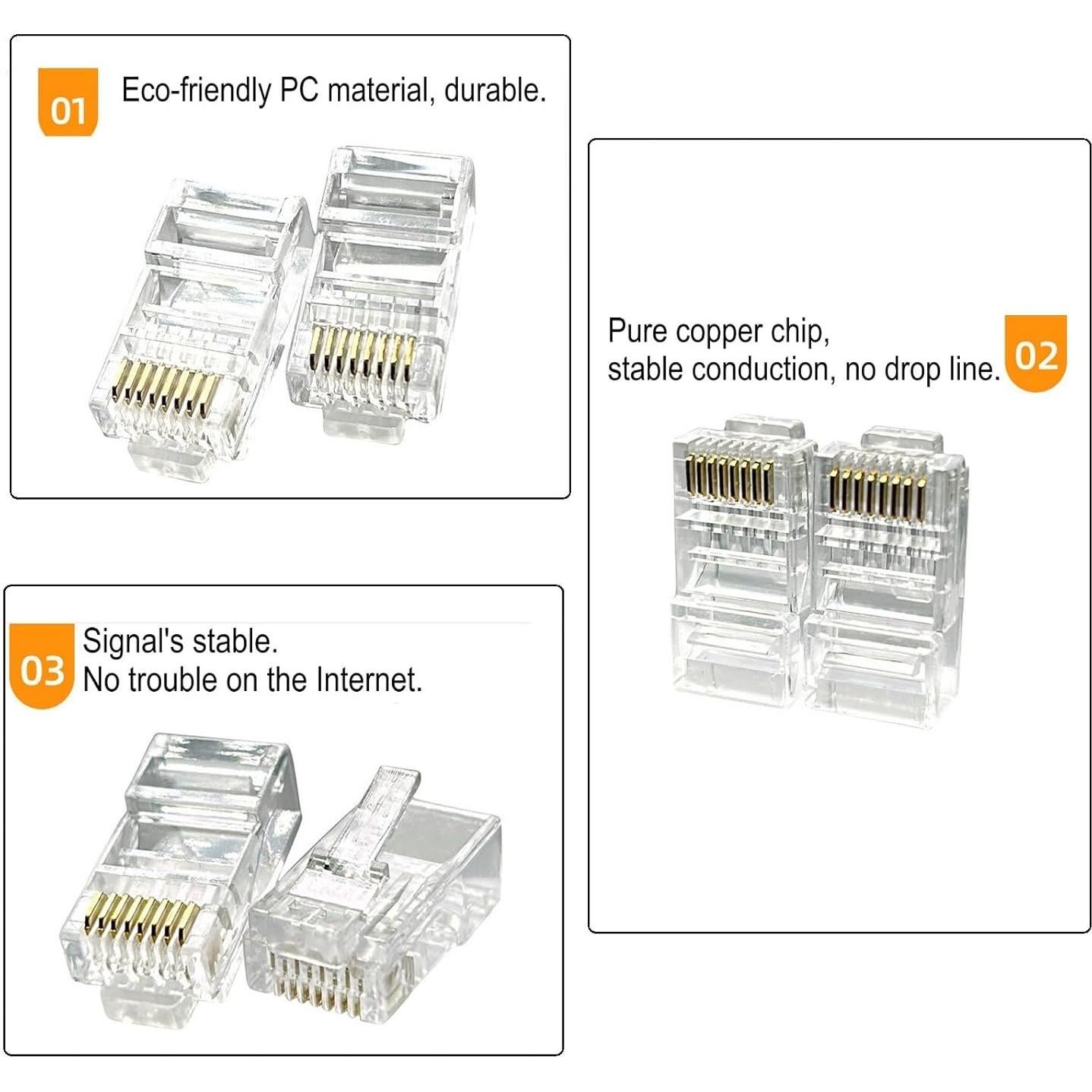 1000 Conectores RJ-45 Cat6 Fjyikj para Cable Ethernet UTP