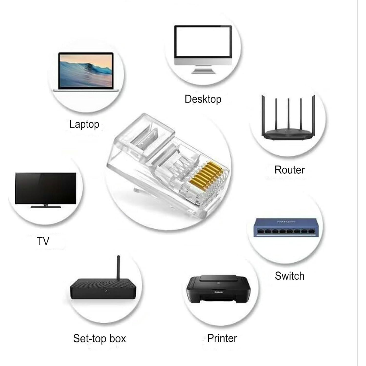 1000 Conectores RJ-45 Cat6 Fjyikj para Cable Ethernet UTP