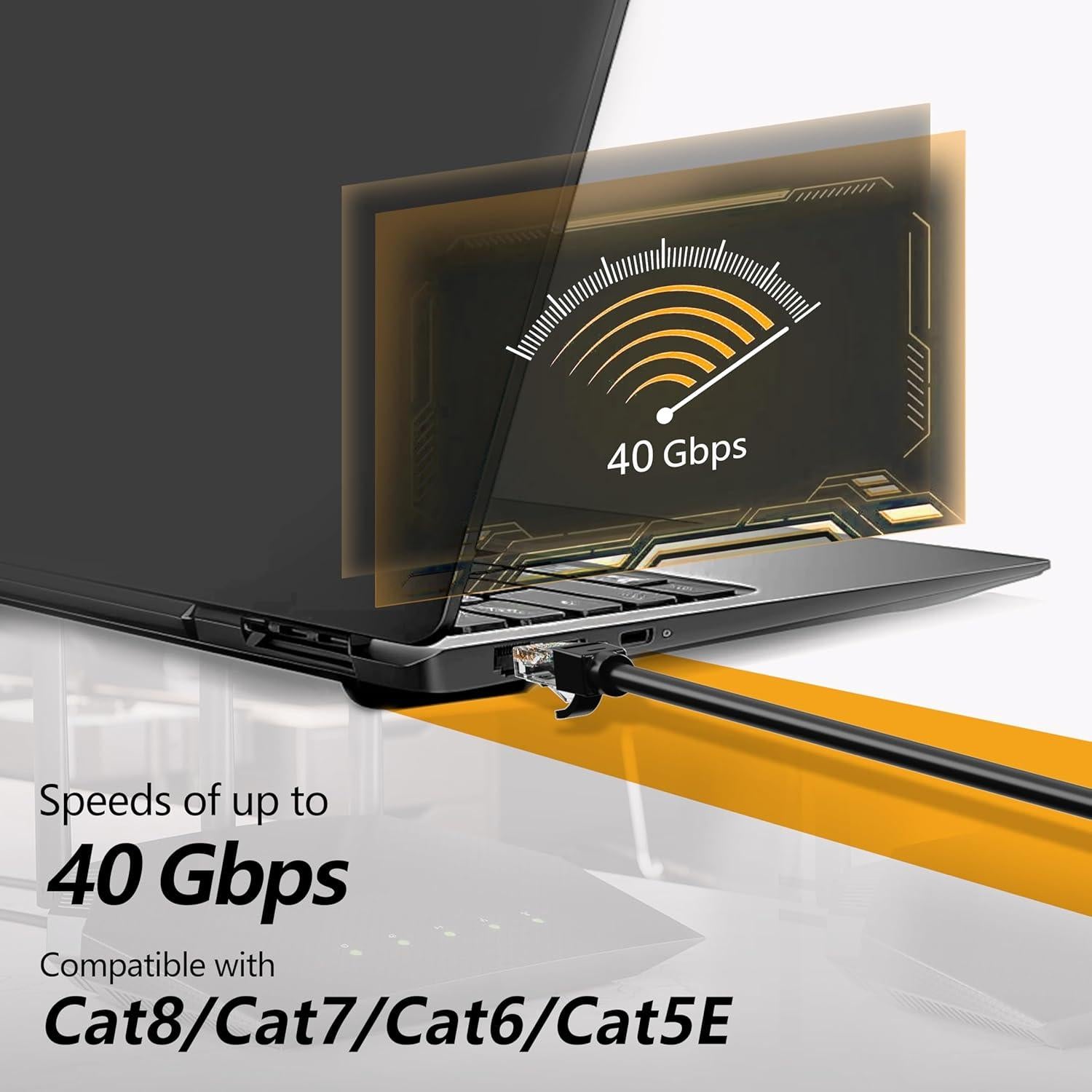 Cable Ethernet 10.67m Brozzag Cat6 Cobre Puro 40Gbps Negro