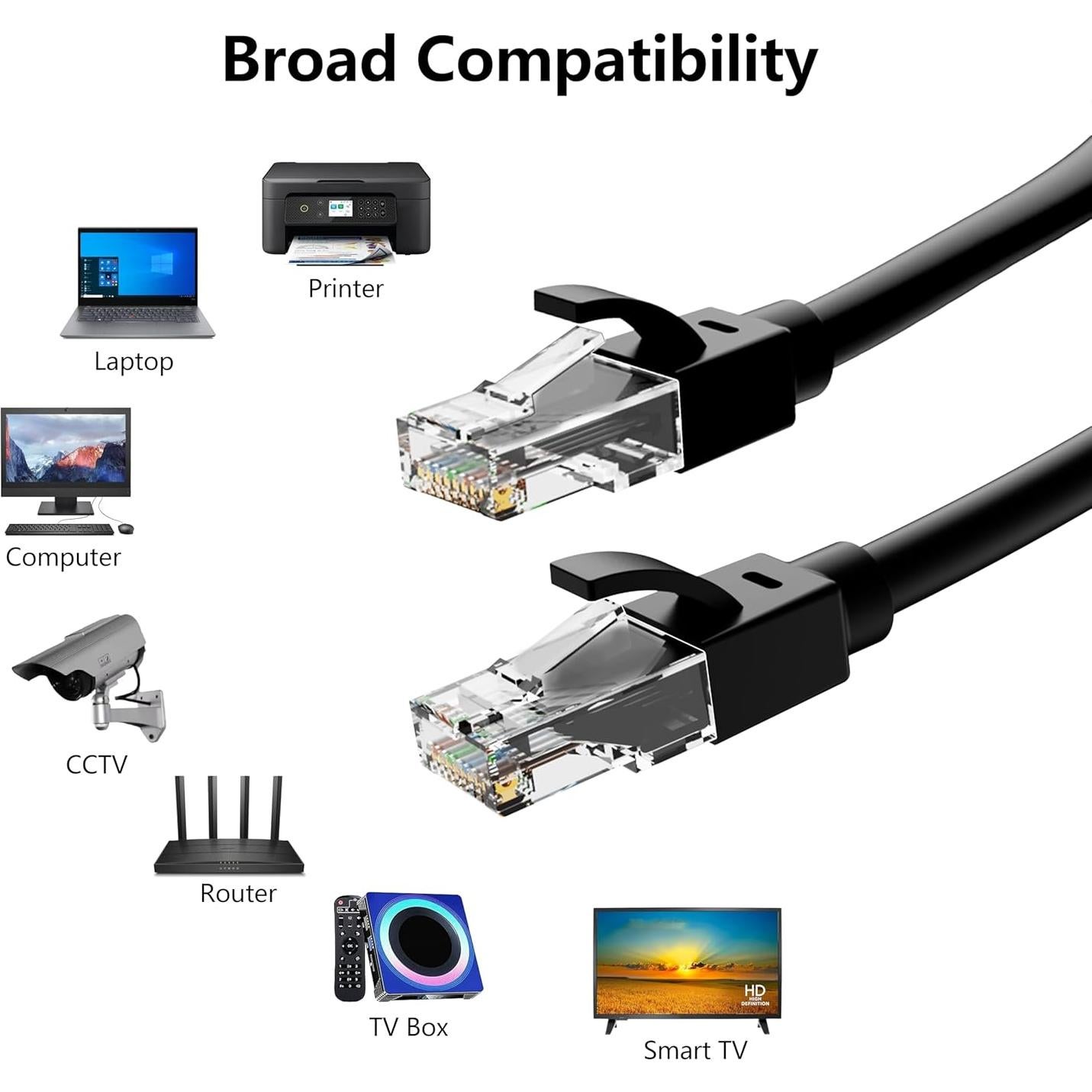 Cable Ethernet 10.67m Brozzag Cat6 Cobre Puro 40Gbps Negro