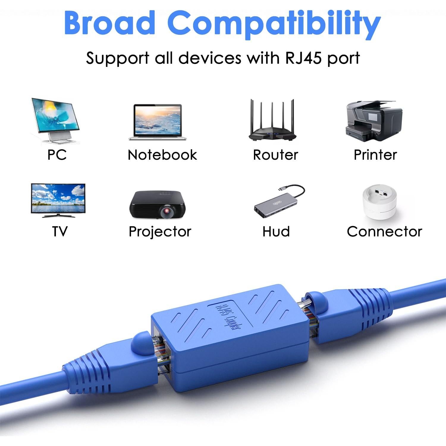 Acoplador Ethernet RJ45 Oneme Cat6 Femenino a Femenino - 10 Piezas Azul