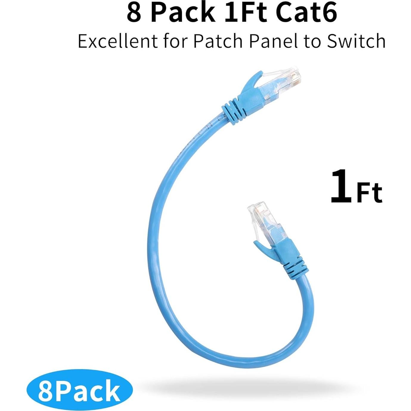 Cable Ethernet Cat6 RIIEYOCA 30cm Alta Velocidad 8 Unidades