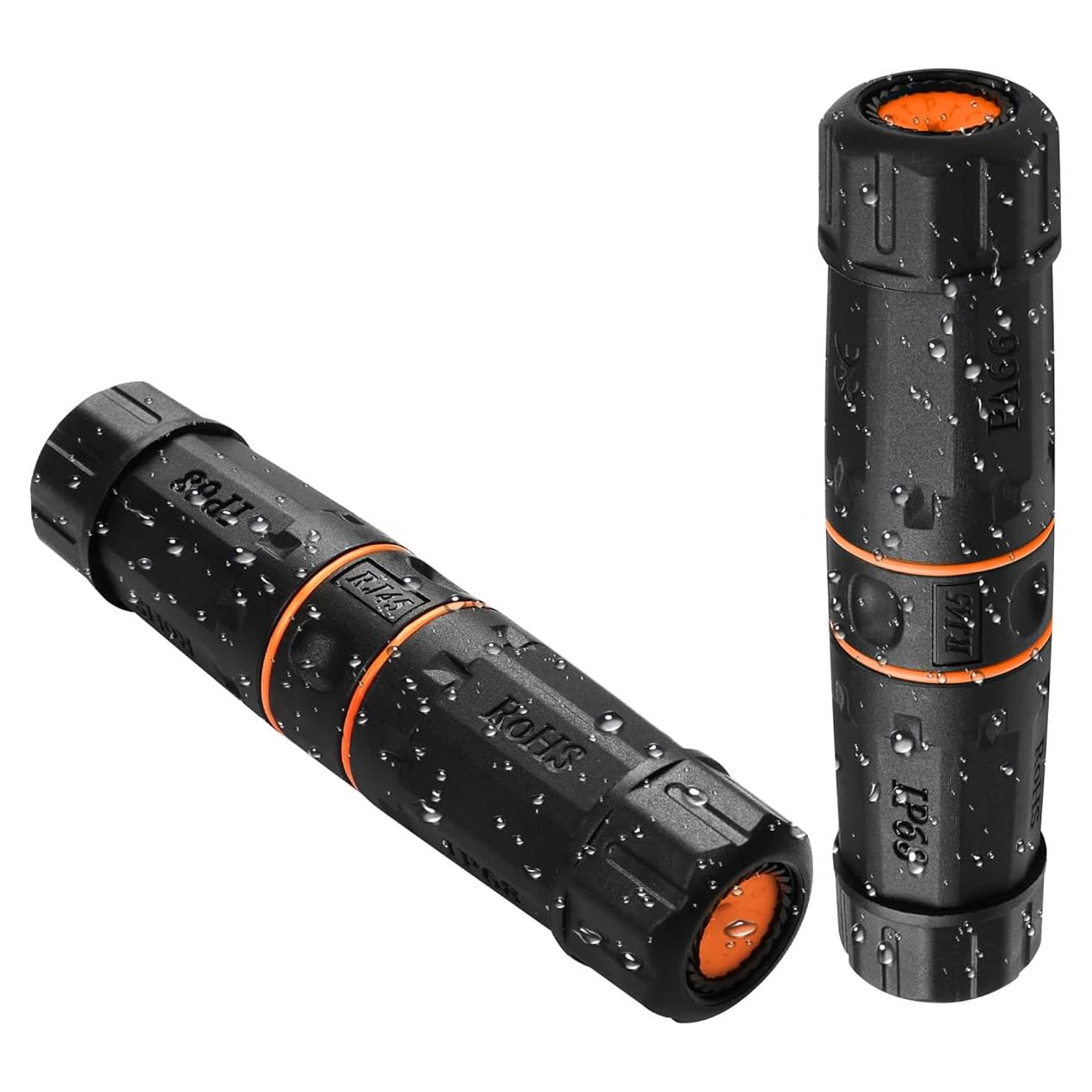 Acoplador RJ45 Impermeable SinLoon Cat6A 2 Piezas IP68 Naranja