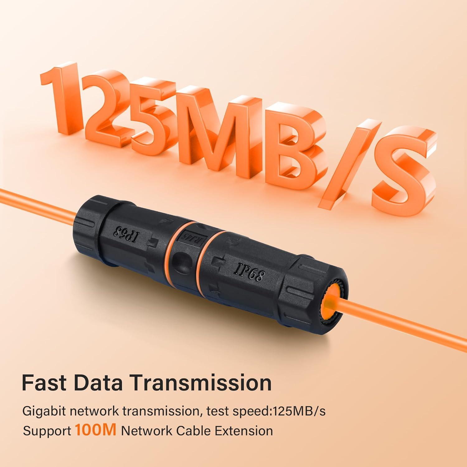 Acoplador RJ45 Impermeable SinLoon Cat6A 2 Piezas IP68 Naranja