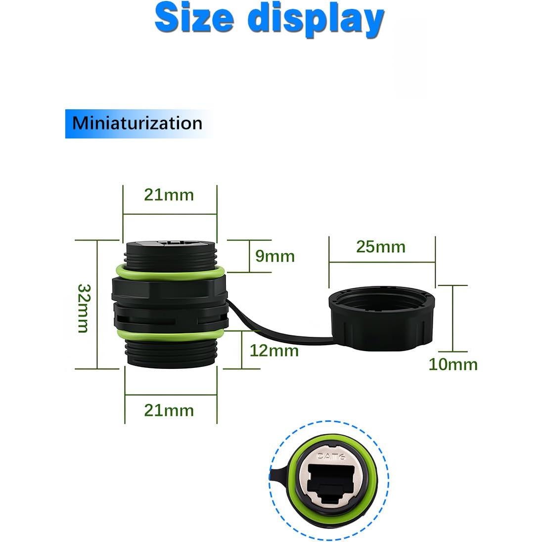 Acoplador RJ45 Impermeable Duttek IP68 Cat6 Femenino a Femenino