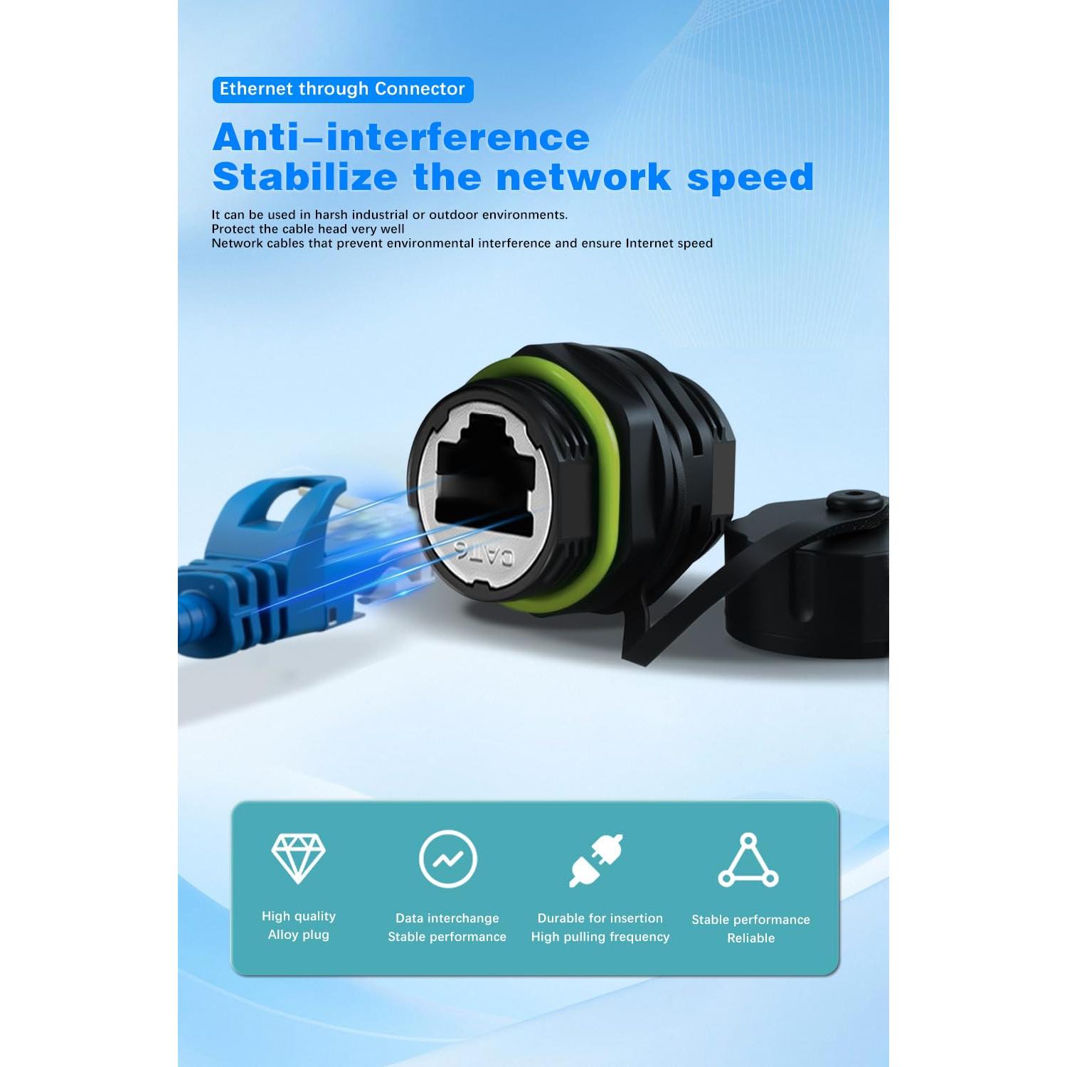 Acoplador RJ45 Impermeable Duttek IP68 Cat6 Femenino a Femenino