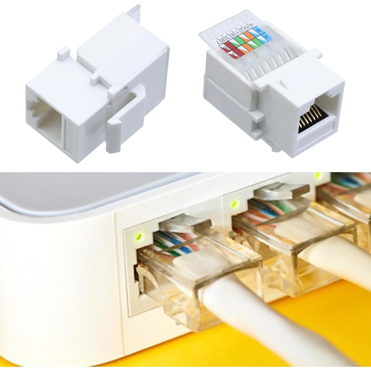 Conector Adaptador Keystone RJ45 Antrader Cat5e/Cat6 - 10 Unidades