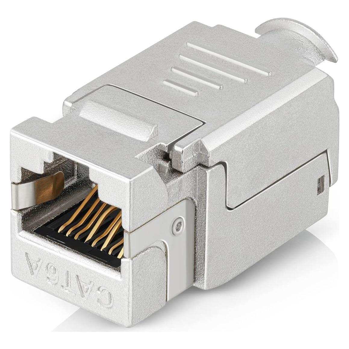 Conectores RJ45 Keystone Blindados Everest - Paquete de 6 - 90 Grados, CAT5e, CAT6, CAT6A, CAT7, hasta 10GB
