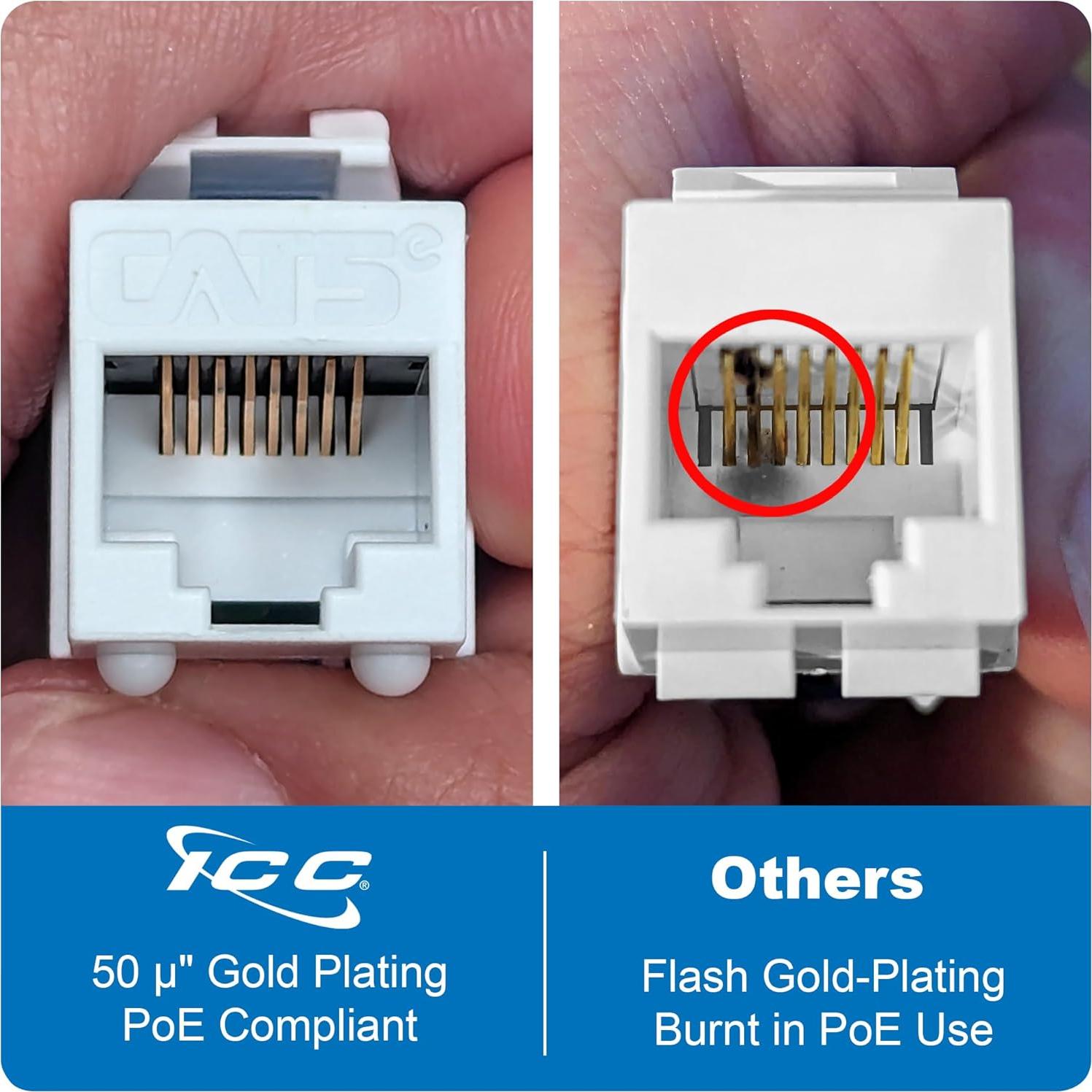 Conectores Keystone CAT5e ICC RJ45 25 Unidades Blanco