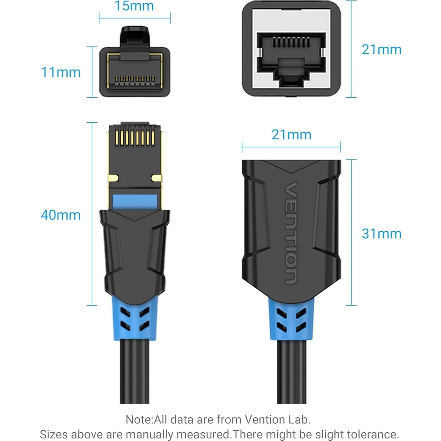 Cable de Extensión Ethernet VENTION Cat6 0.49m RJ45 Macho a Hembra
