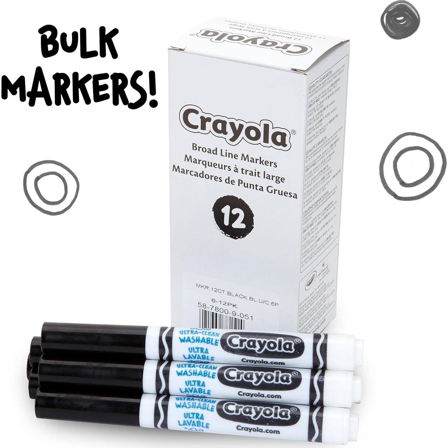 Marcadores Lavables Crayola Negro 12 Piezas Línea Ancha
