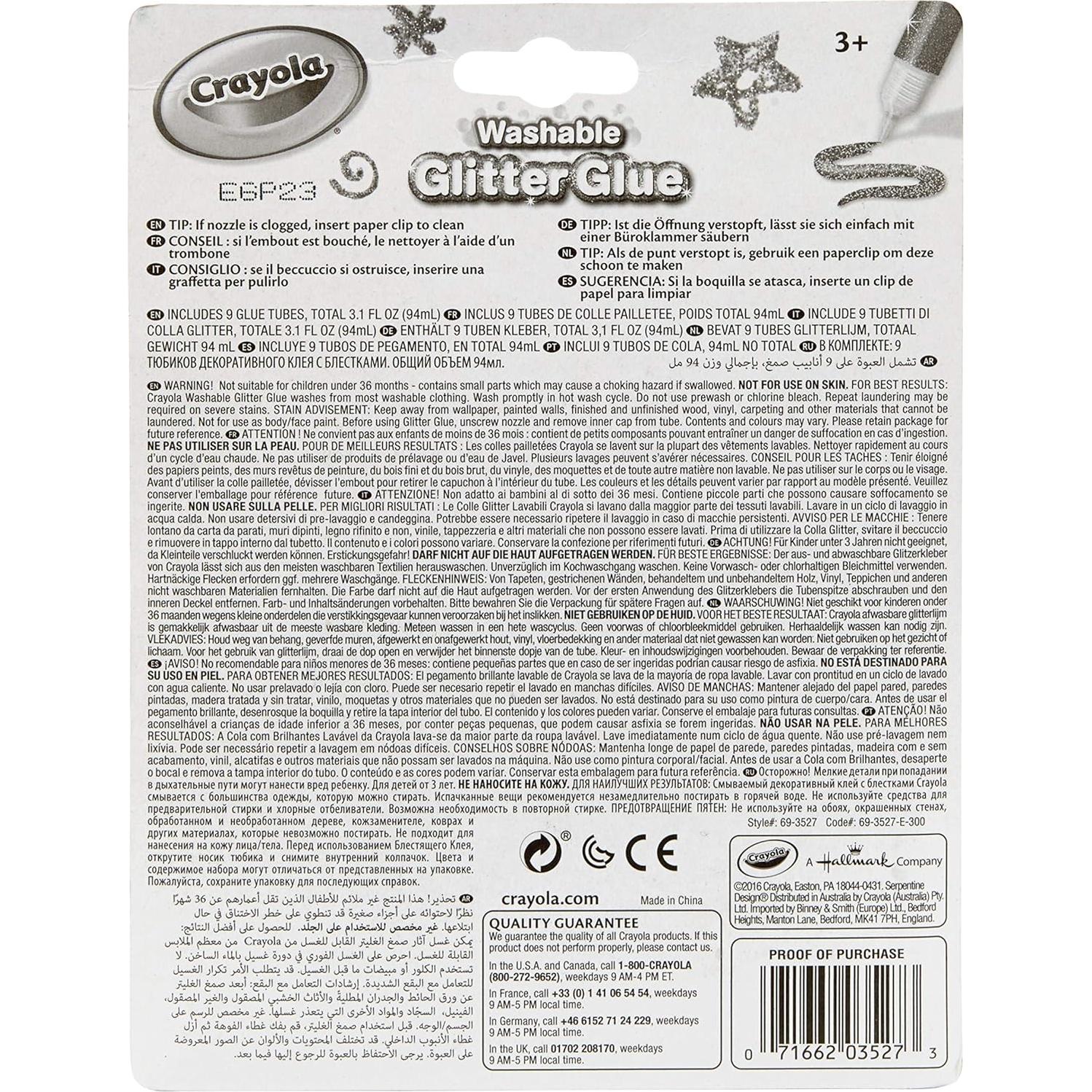 Bolígrafos de Pegamento Brillante Crayola 9 Unidades 10 ml