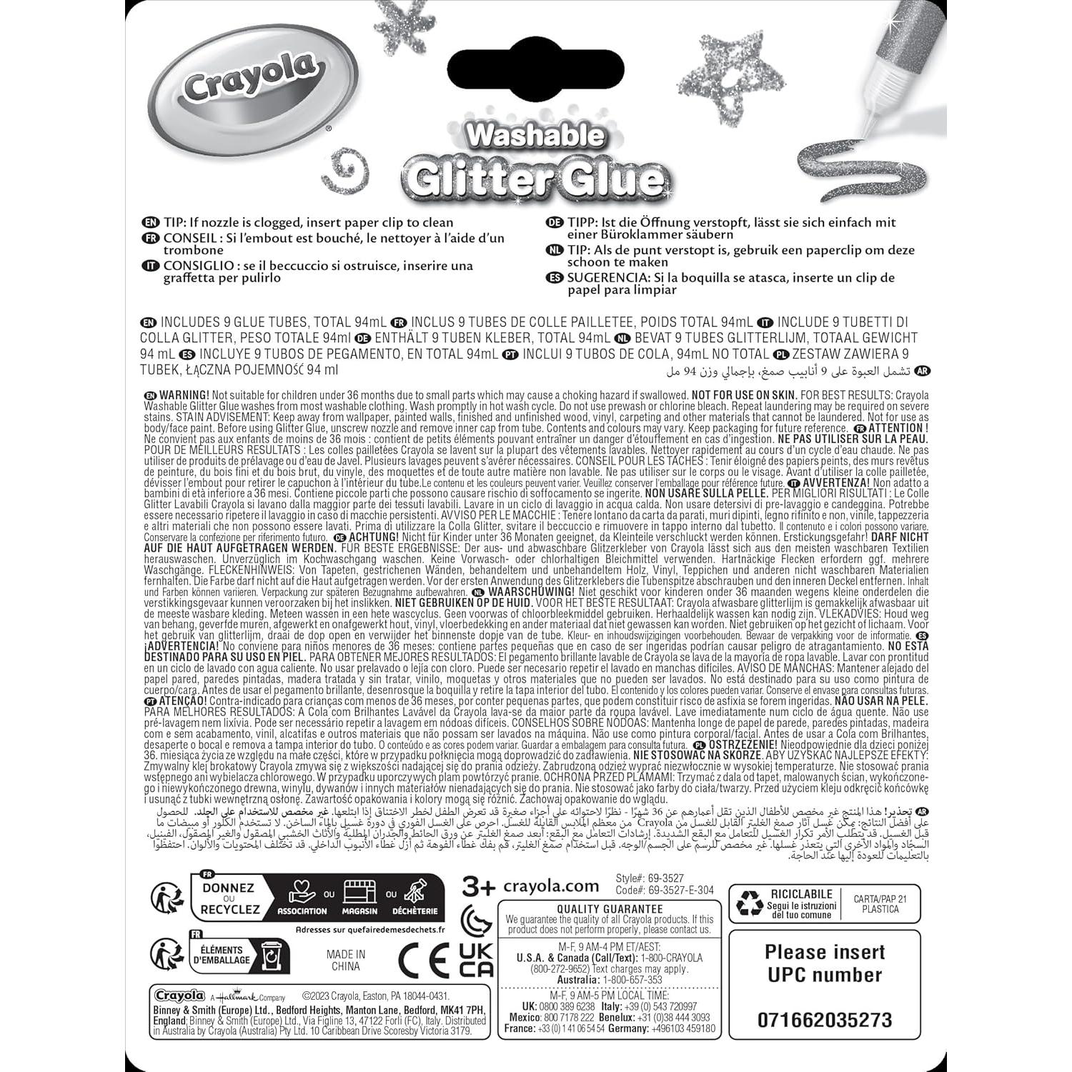 Bolígrafos de Pegamento Brillante Crayola 9 Unidades 10 ml