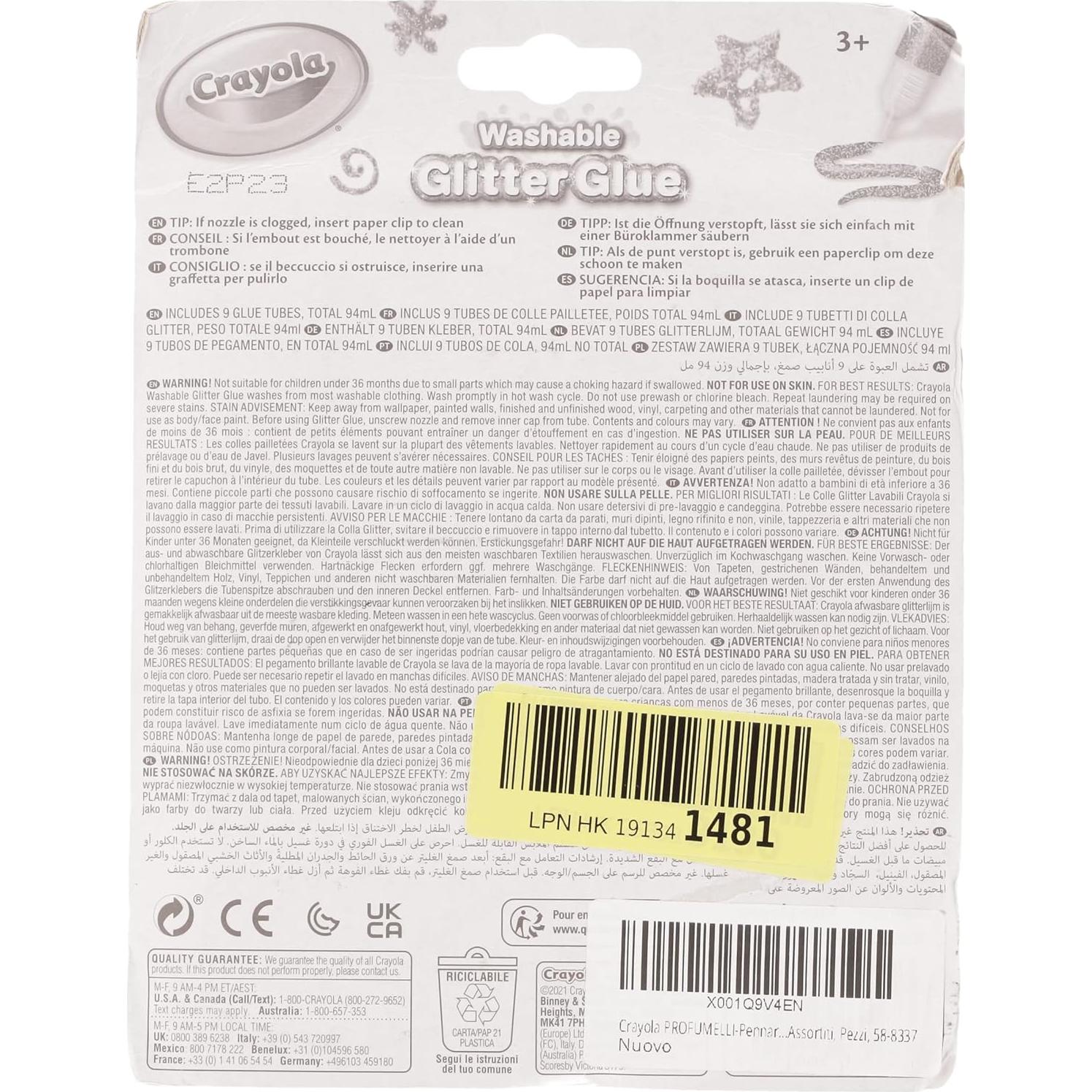 Bolígrafos de Pegamento Brillante Crayola 9 Unidades 10 ml