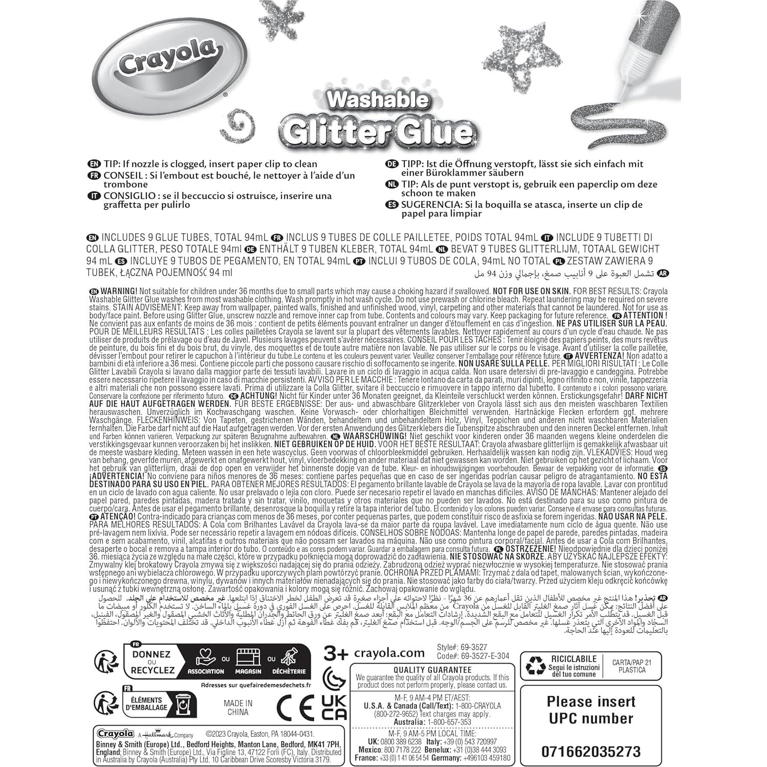 Bolígrafos de Pegamento Brillante Crayola 9 Unidades 10 ml