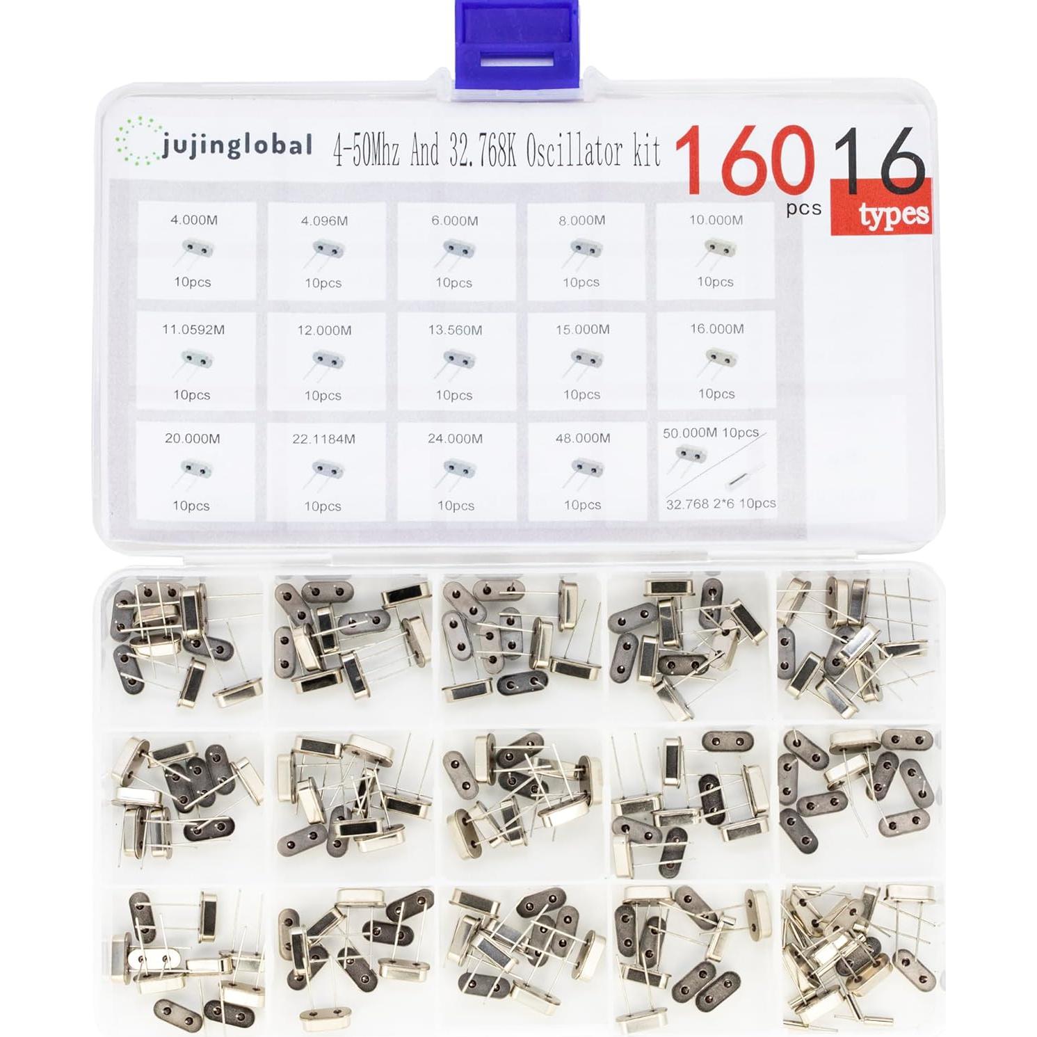 Kit de Osciladores de Cristal 160pcs Jujinglobal 16 Tipos
