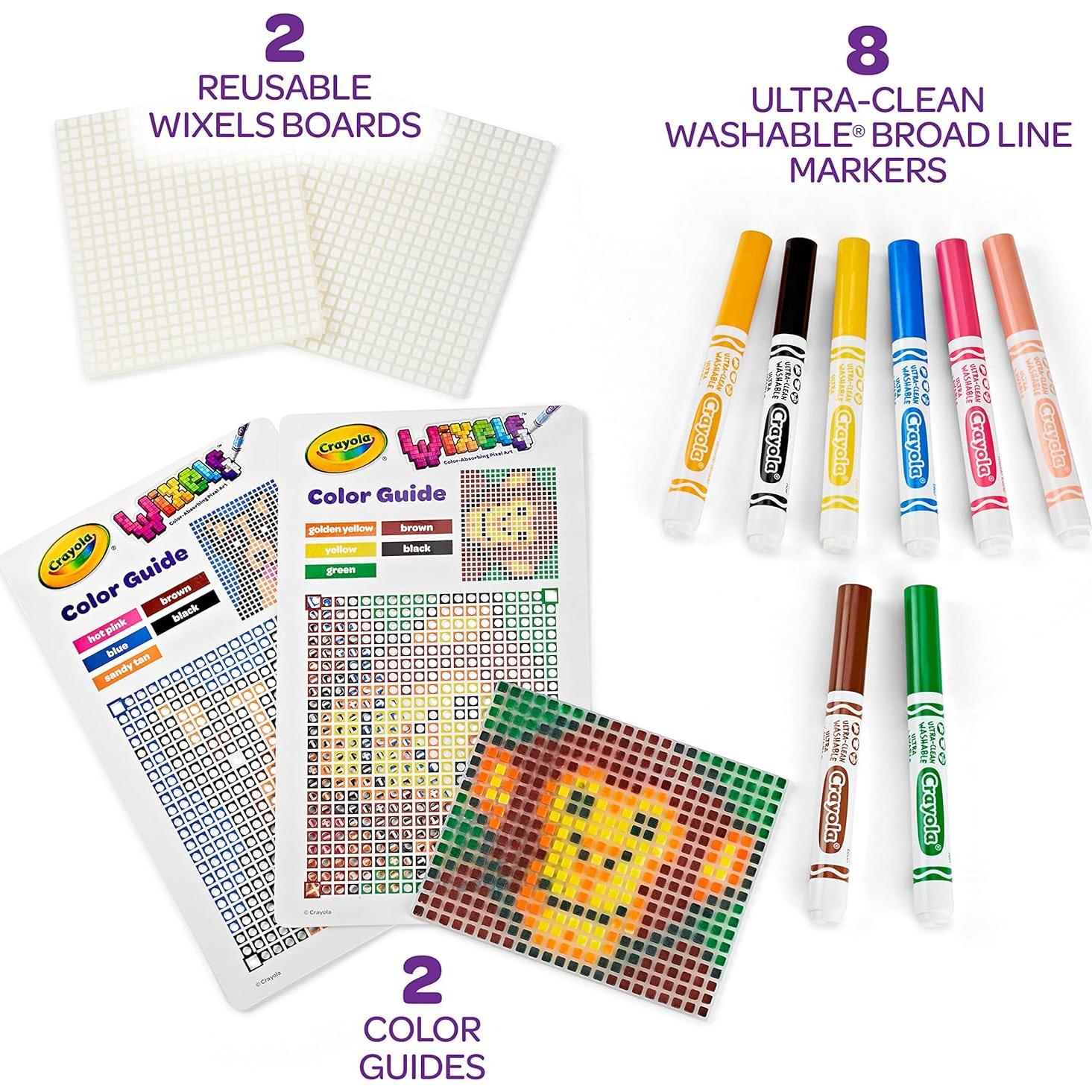 Kit de Actividades Crayola Wixels Animales, 2 Paneles y 8 Marcadores
