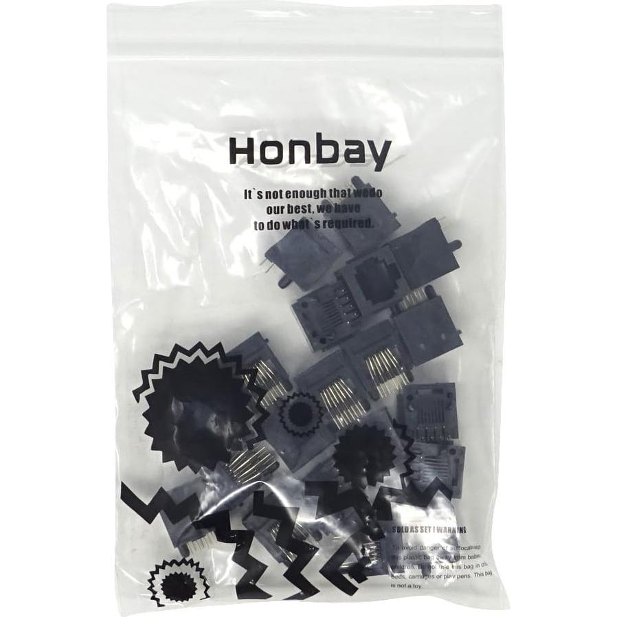 Conectores Modulares RJ45 8P8C Honbay 20PCS Negros